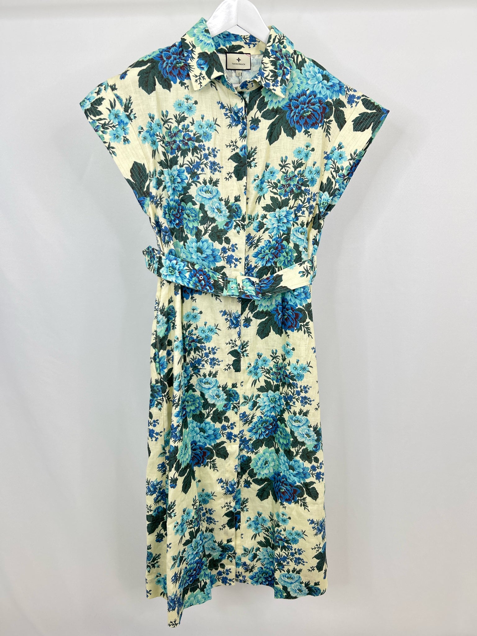 TUCKERNUCK Size L Blue Floral Women Dress NWT
