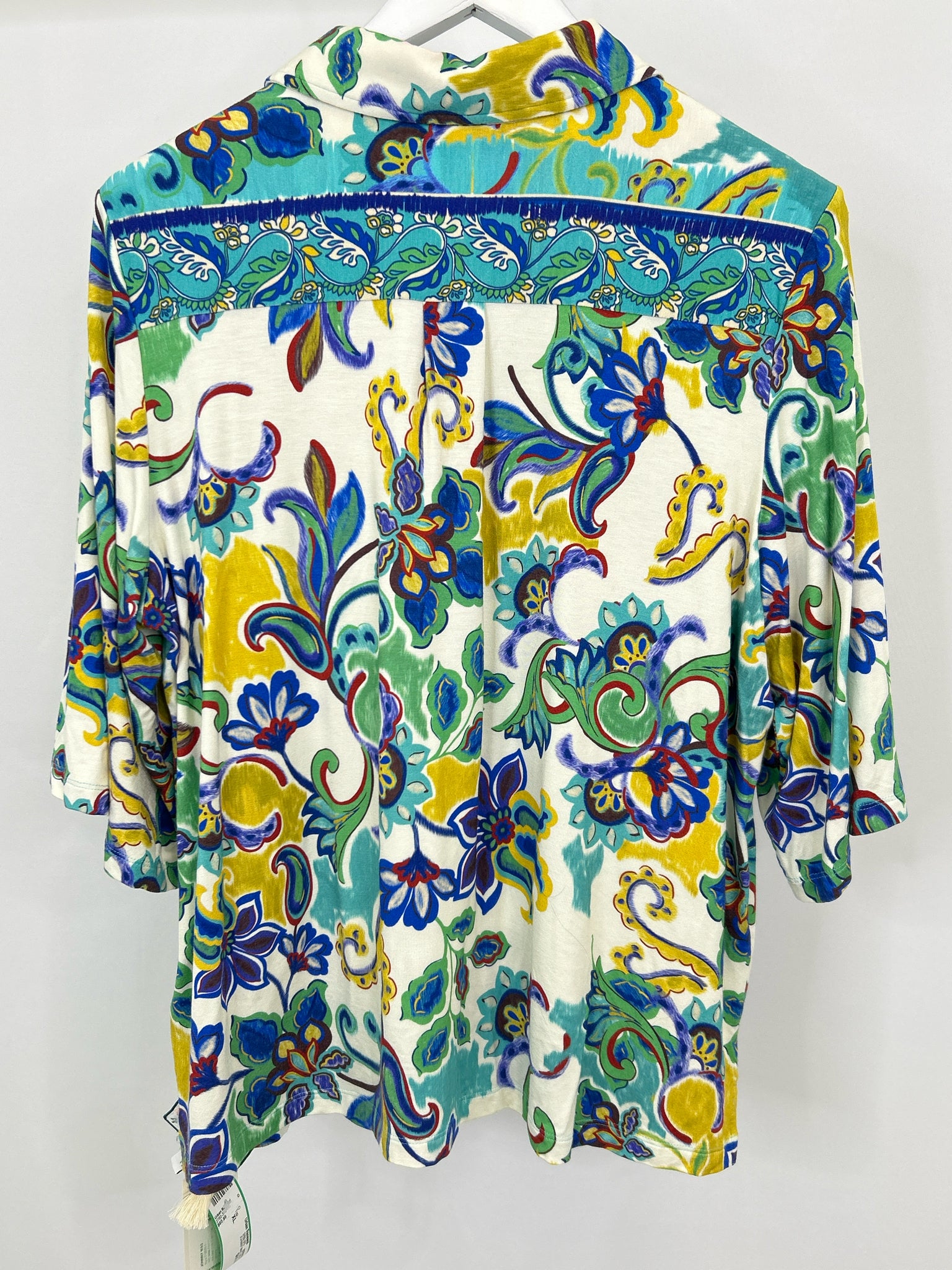 JOHNNY WAS Size XL WHITE AND GREEN Women Top