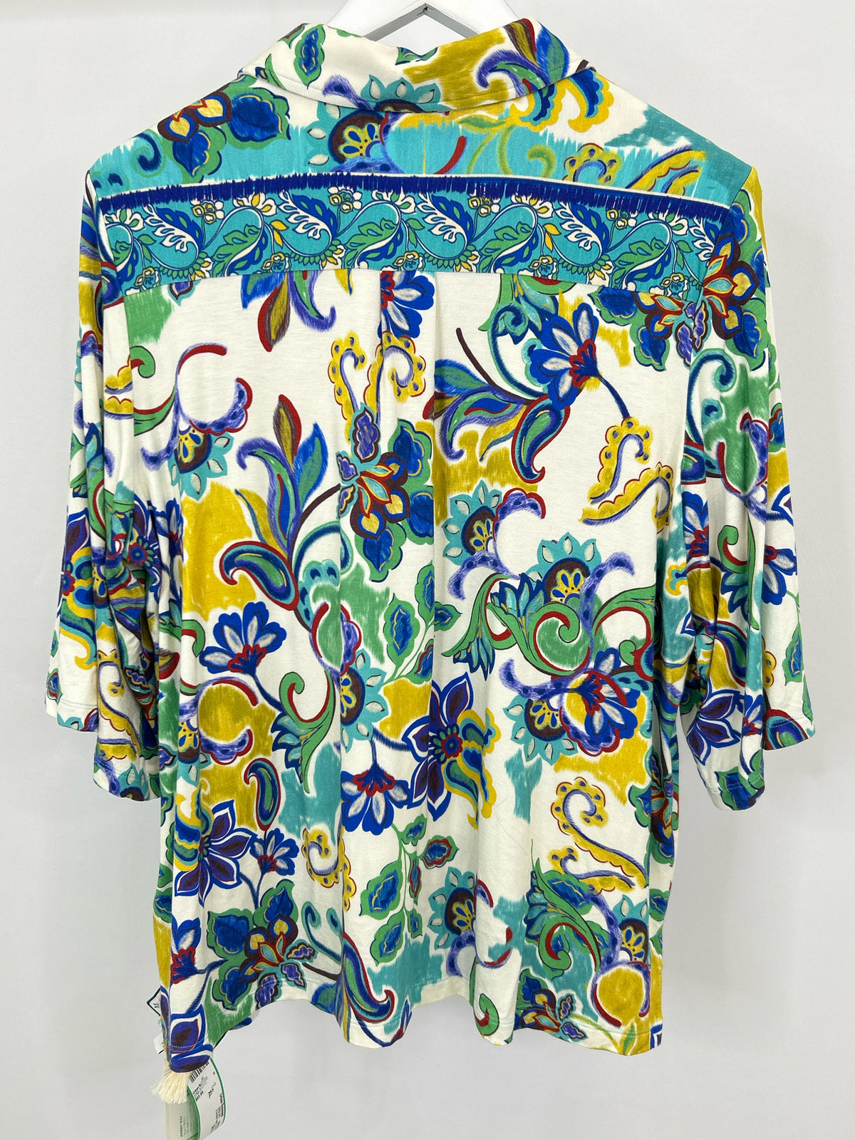 JOHNNY WAS Size XL WHITE AND GREEN Women Top