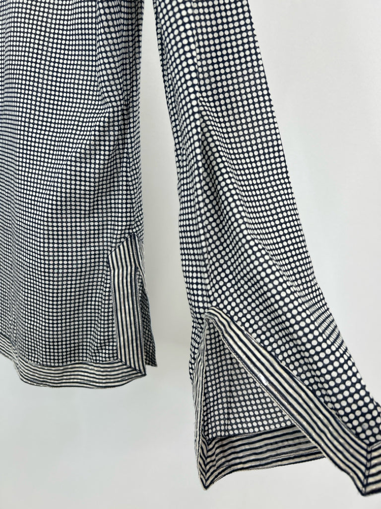 TORY BURCH Size 8 Black Print Women's Top