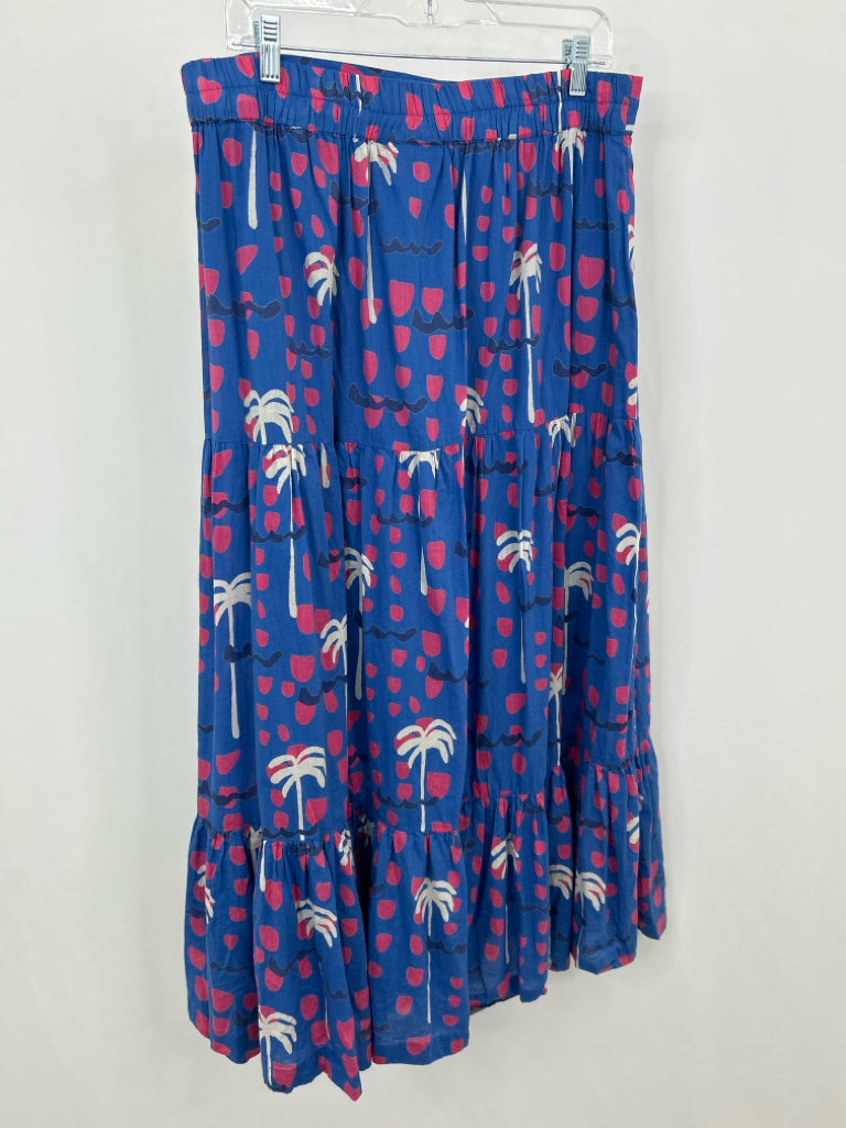 OLIPHANT Women Size XL Blue Print Maxi Skirt