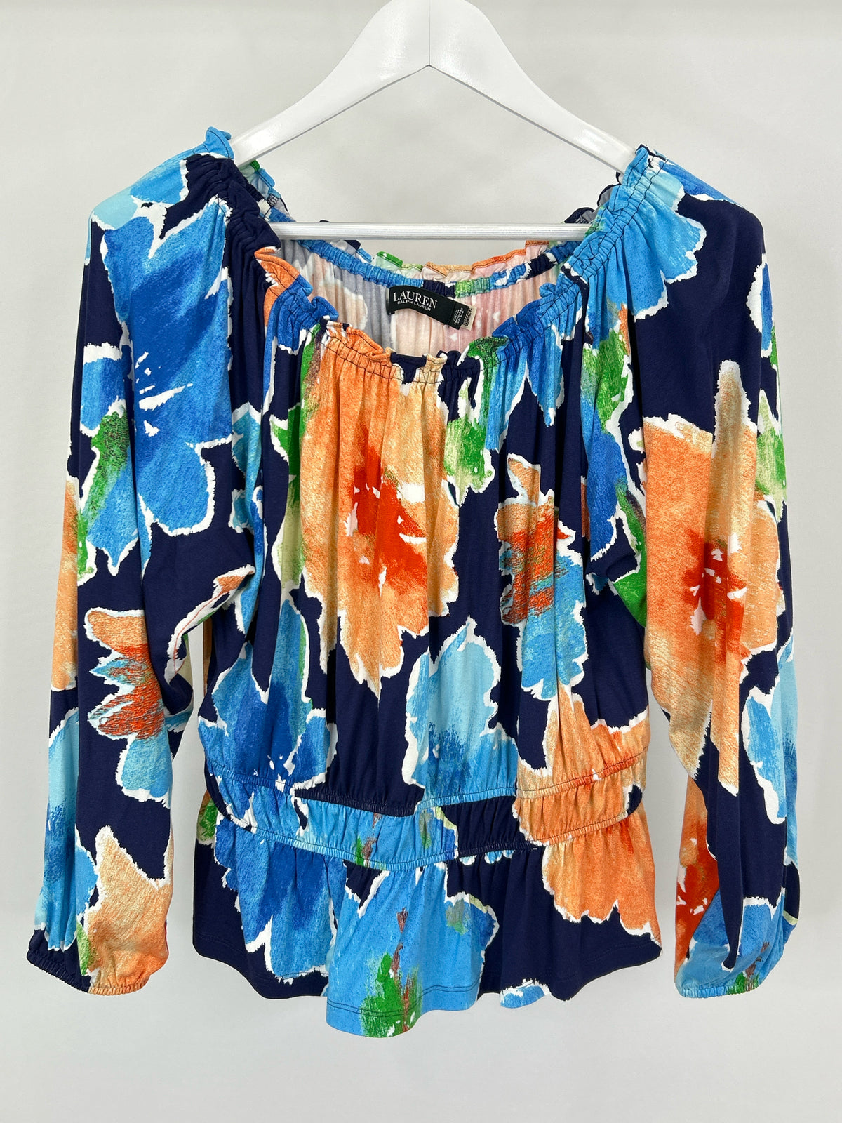Lauren Ralph Lauren Size PL Navy Print Women Top