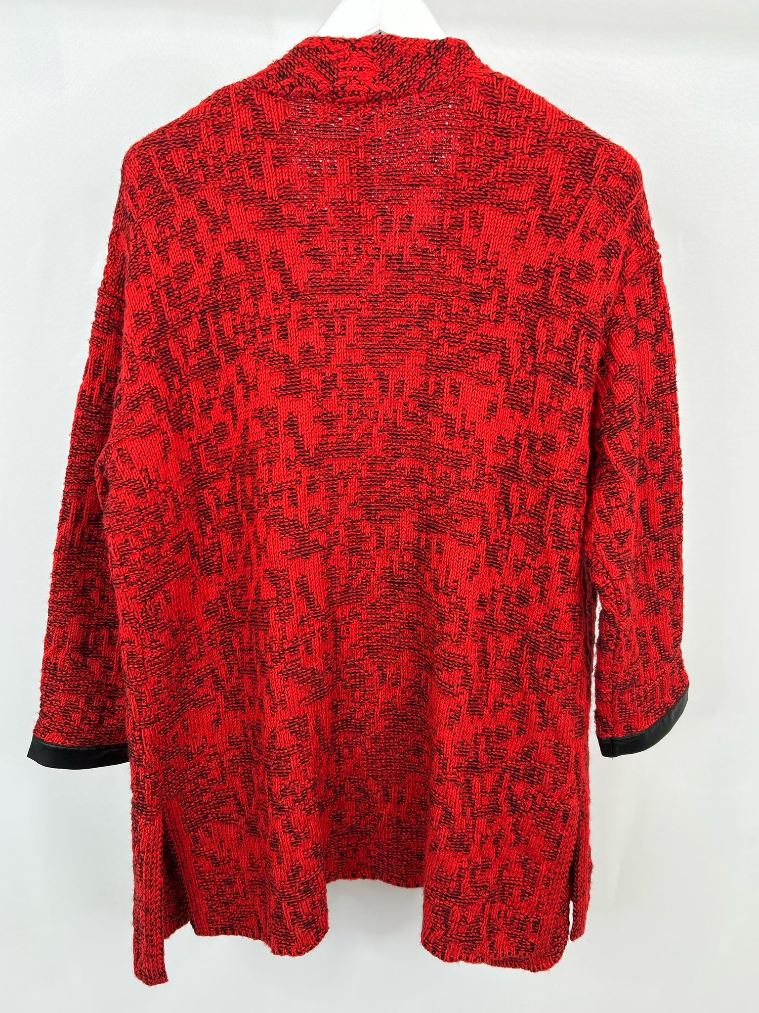 MING WANG Size M Red & Black Women Cardigan