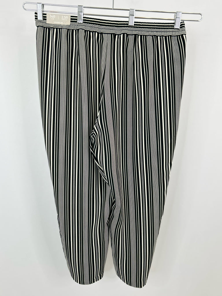 CHICO'S Size 14R Black Striped Women's Pants NWT