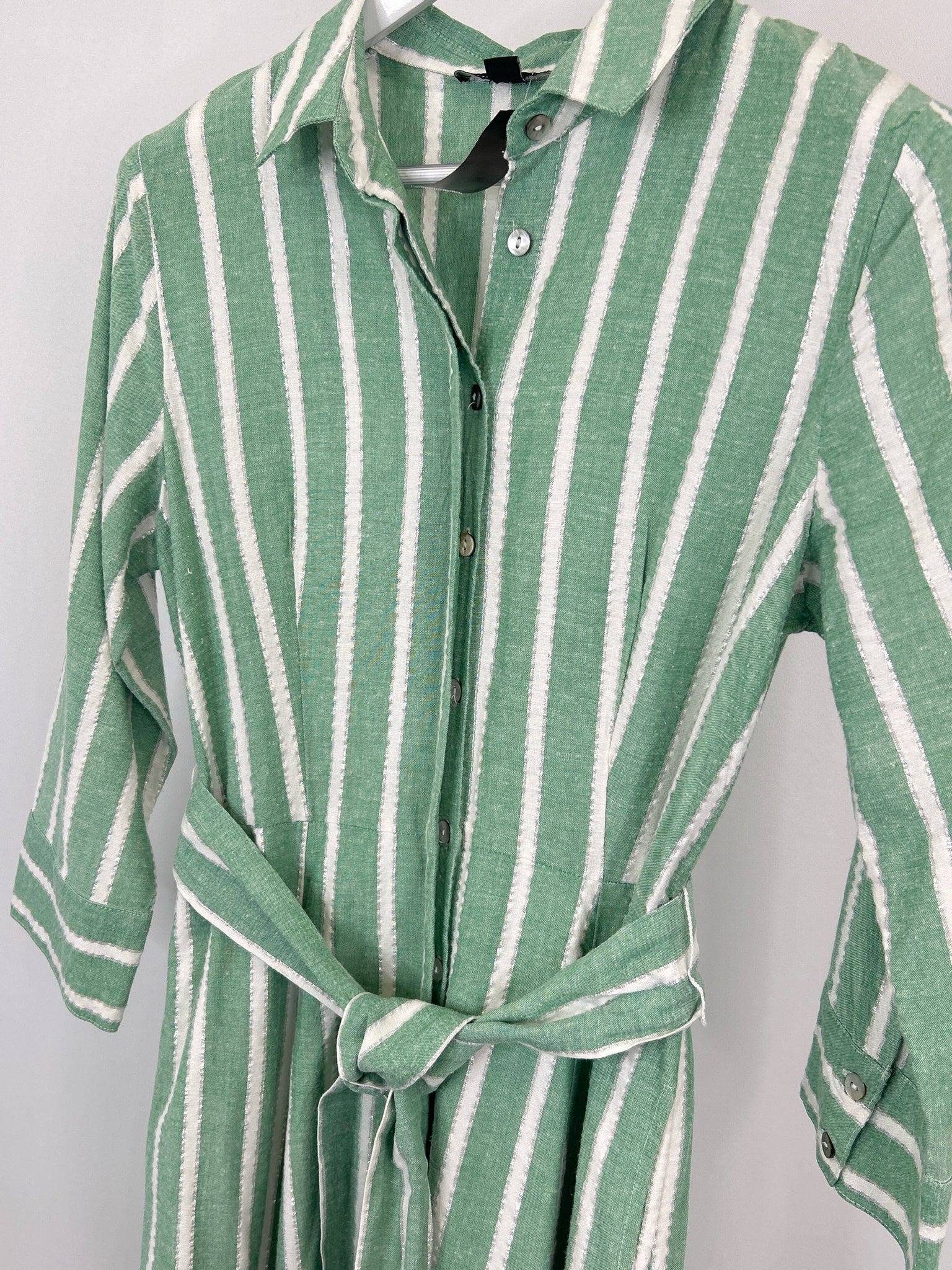 BOSTON PROPER Size M GREEN AND WHITE Women Dress