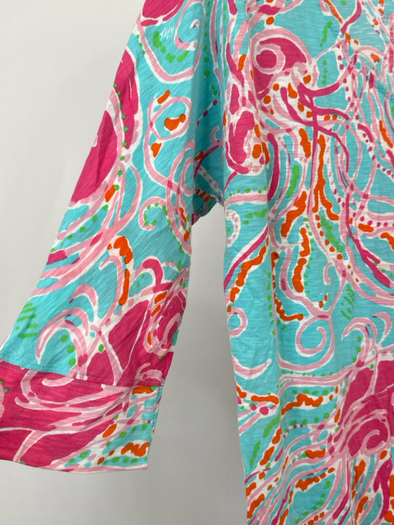 LILLY PULITZER Size L turquoise print Women Dress