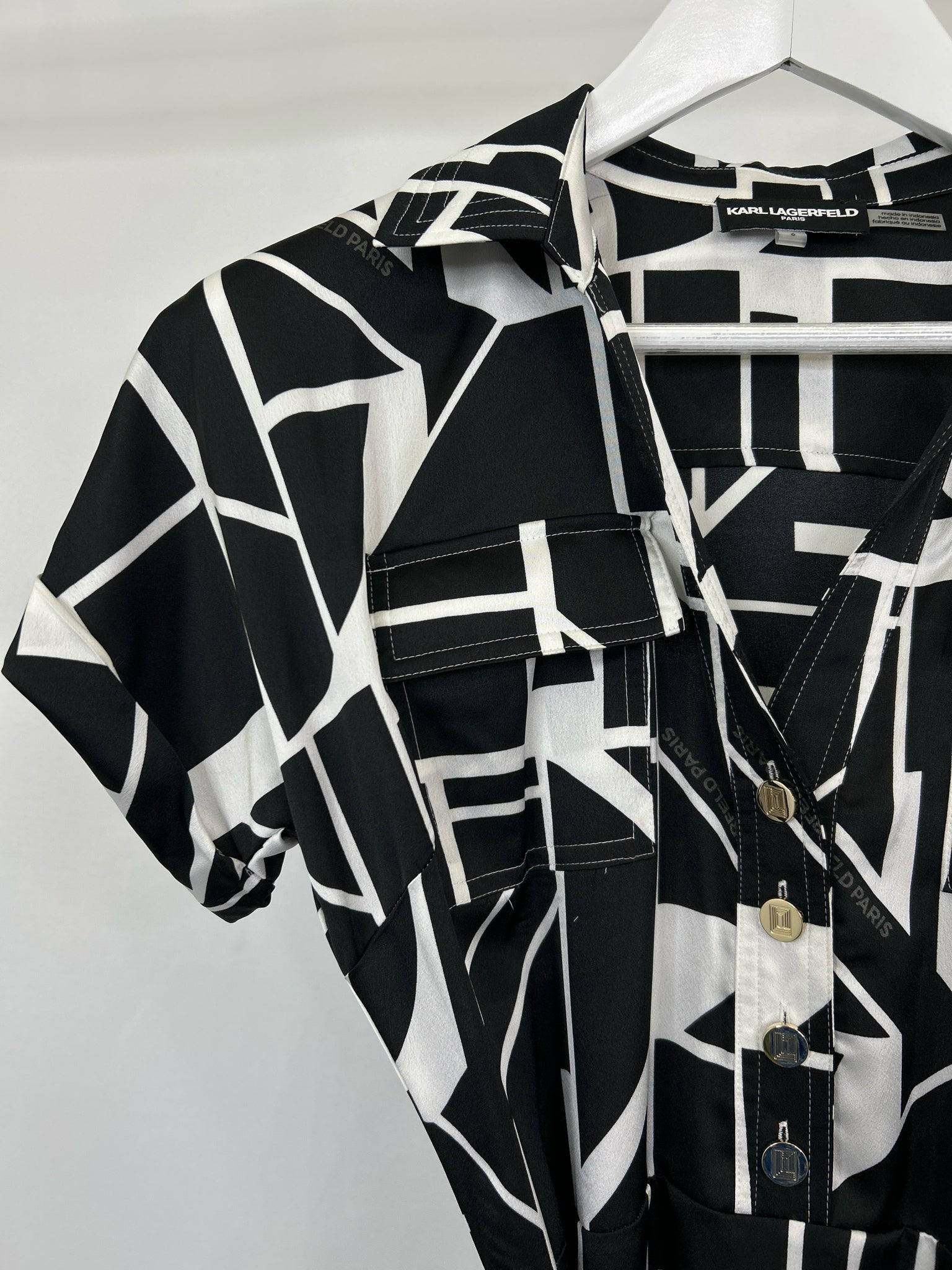 KARL LAGERFELD Size 6 Black & White Women Dress