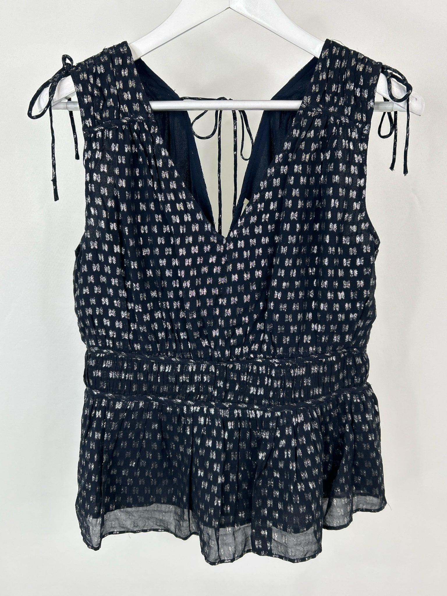 PARKER Size M Navy and Silver Women Top NWT