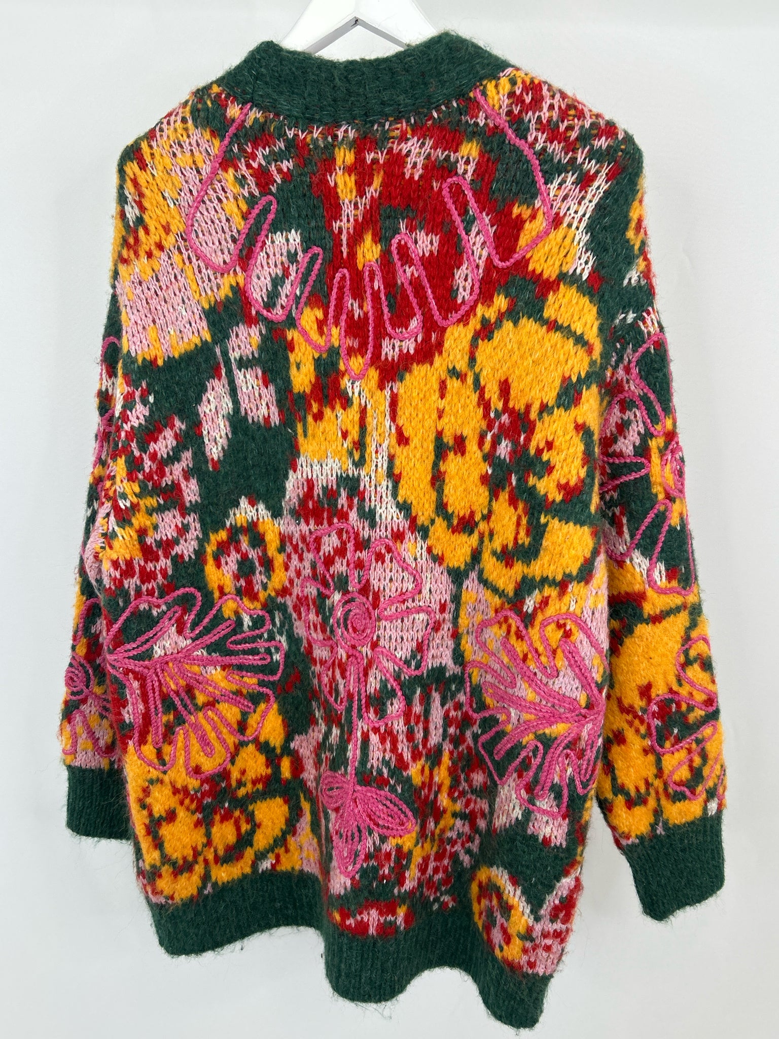 FREE PEOPLE Size S GREEN AND PINK Women Cardigan