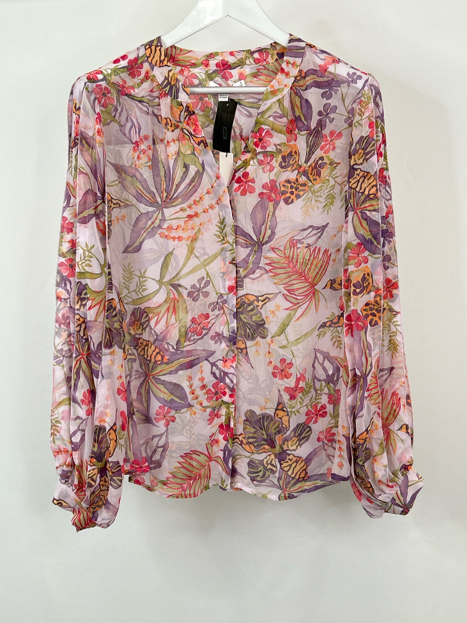 CHICO'S Size 12 Plum Floral Women Blouse