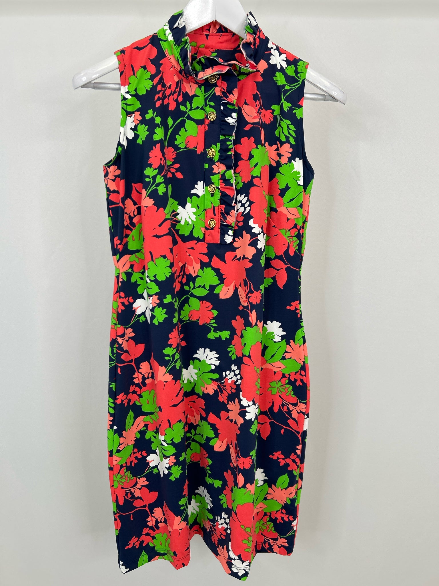KATHERINE WAY Size M NAVY AND GREEN Women Dress