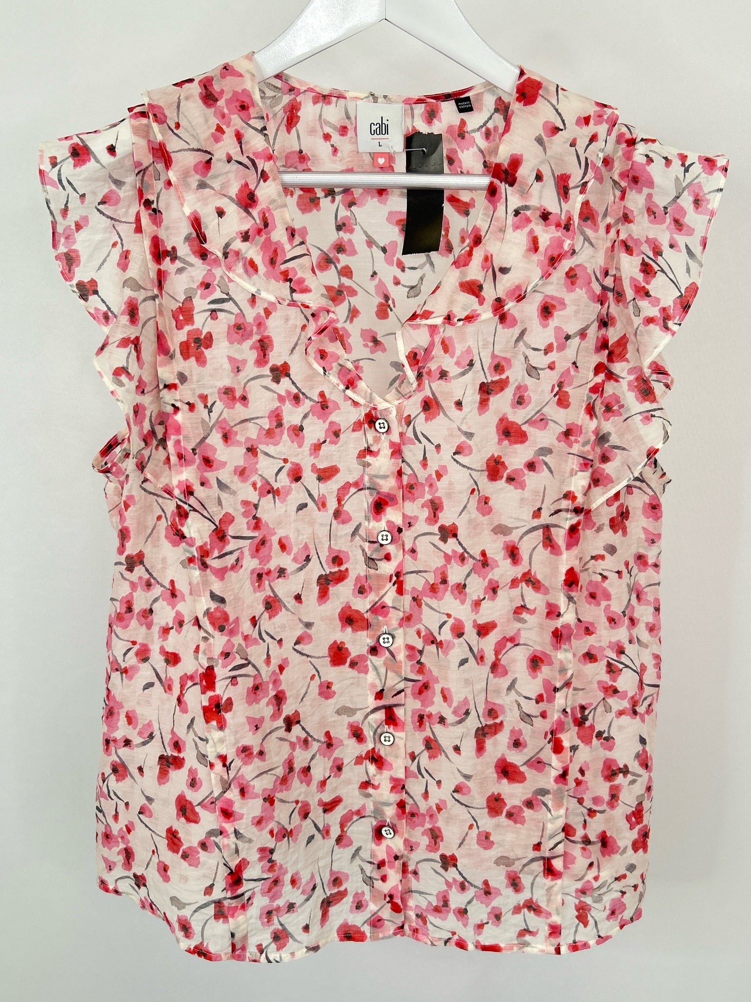 CABI Size L Pink Print Women Blouse