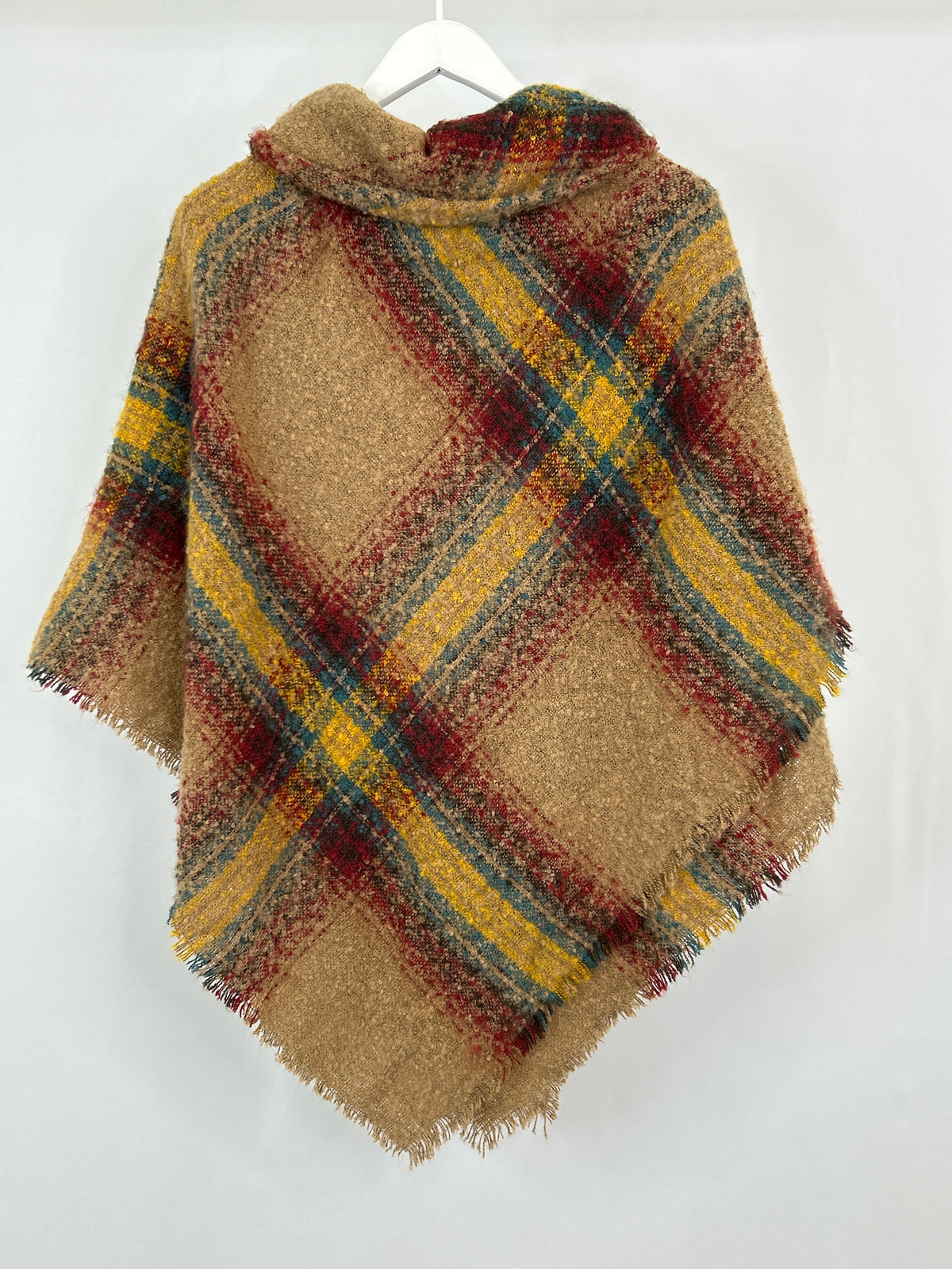 No Brand One Size Tan Plaid Women Poncho