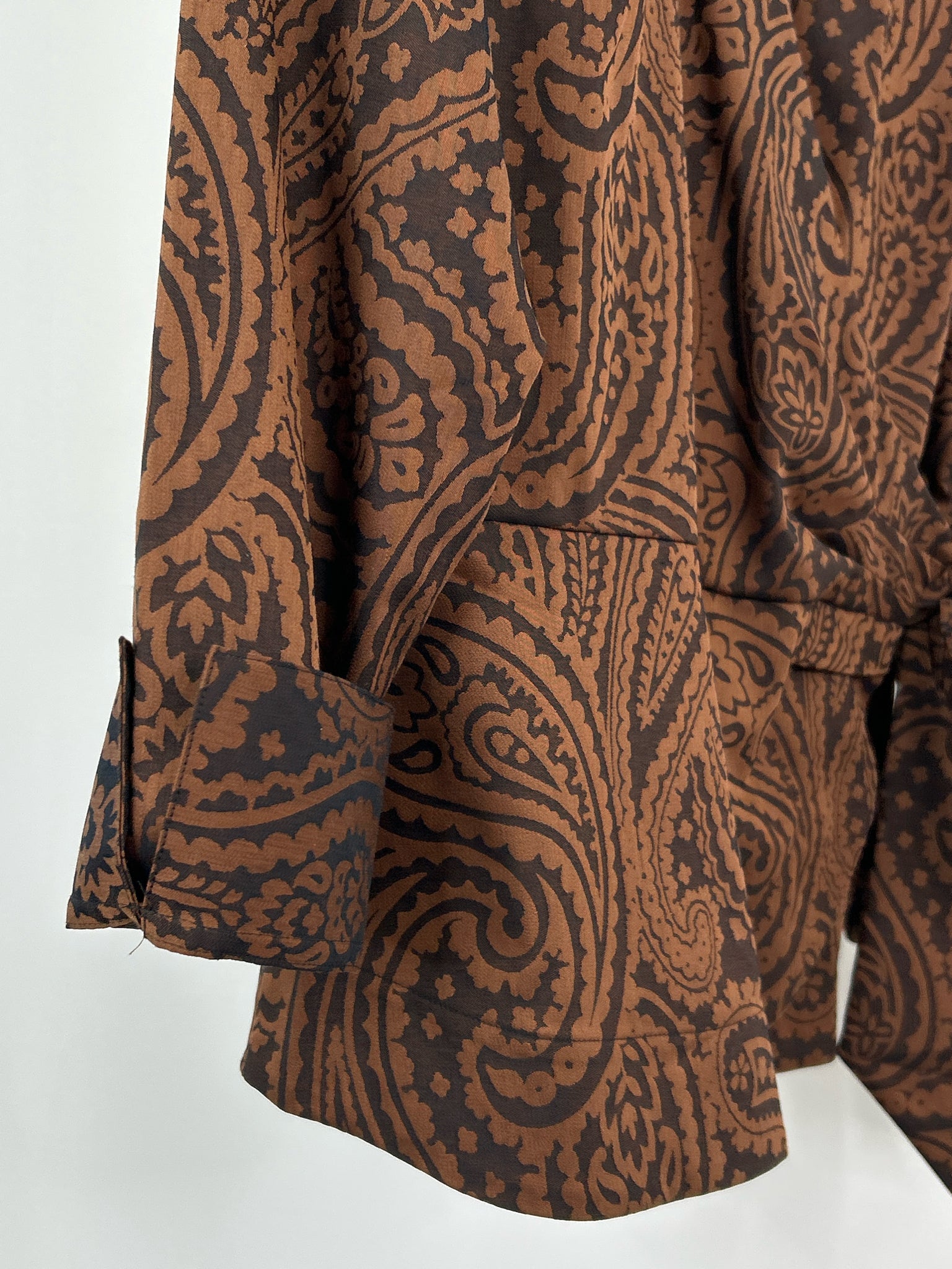 FOXCROFT Size L Brown Print Women Top NWT