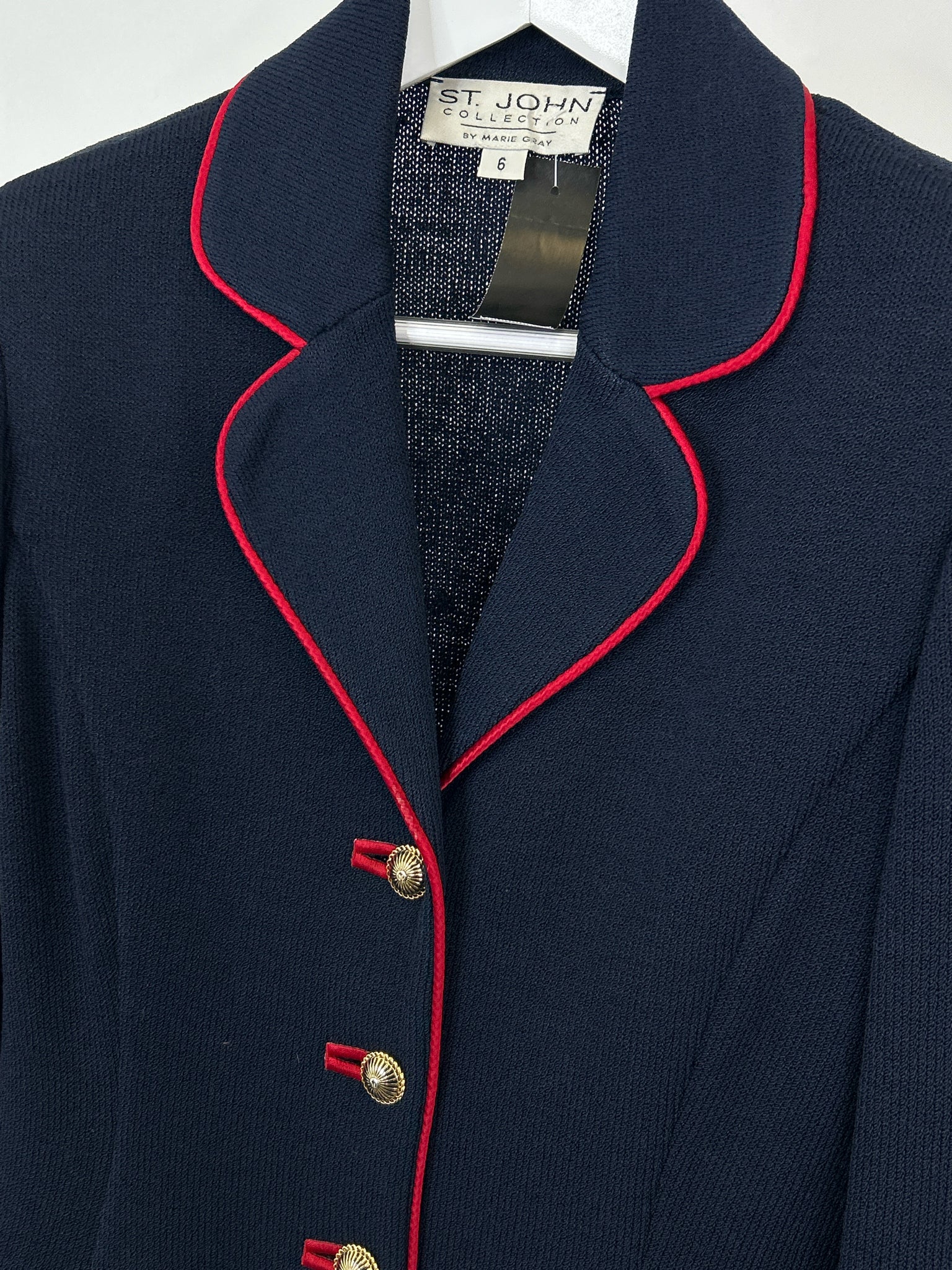 ST JOHN COLLECTION Size 6 NAVY AND RED Women Blazer