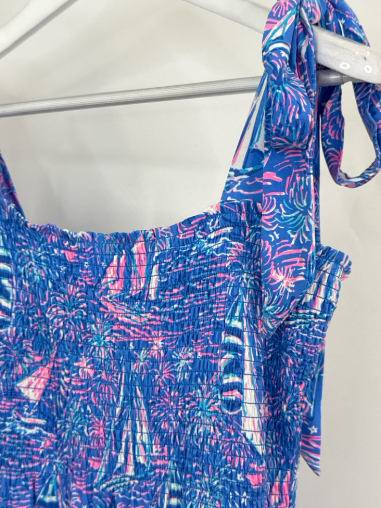 LILLY PULITZER Size L Blue Print Women Dress