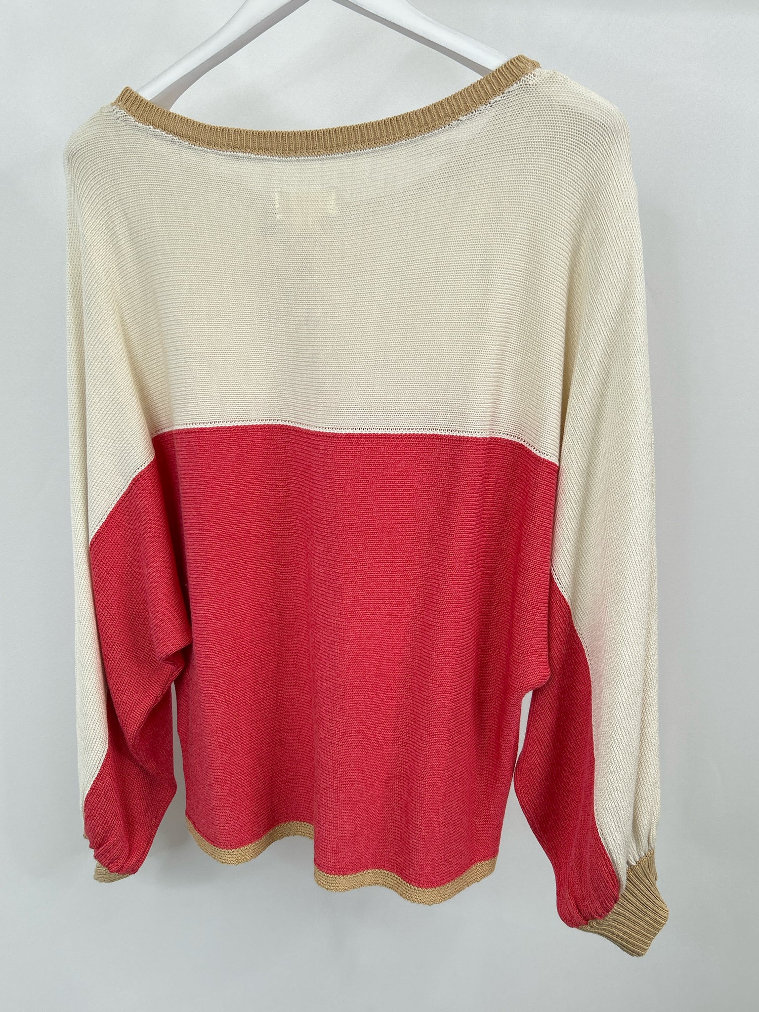 MAEVE Size XL Ivory and Coral Women Sweater