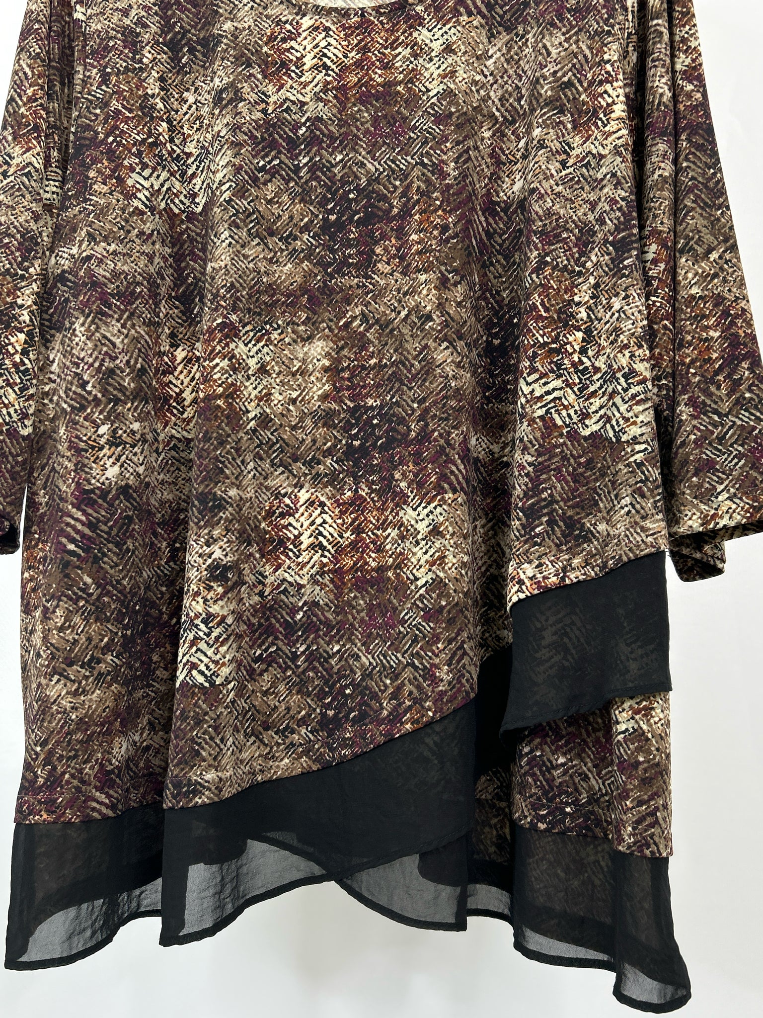 KAREN KANE Size 3X Brown Print Women Top NWT