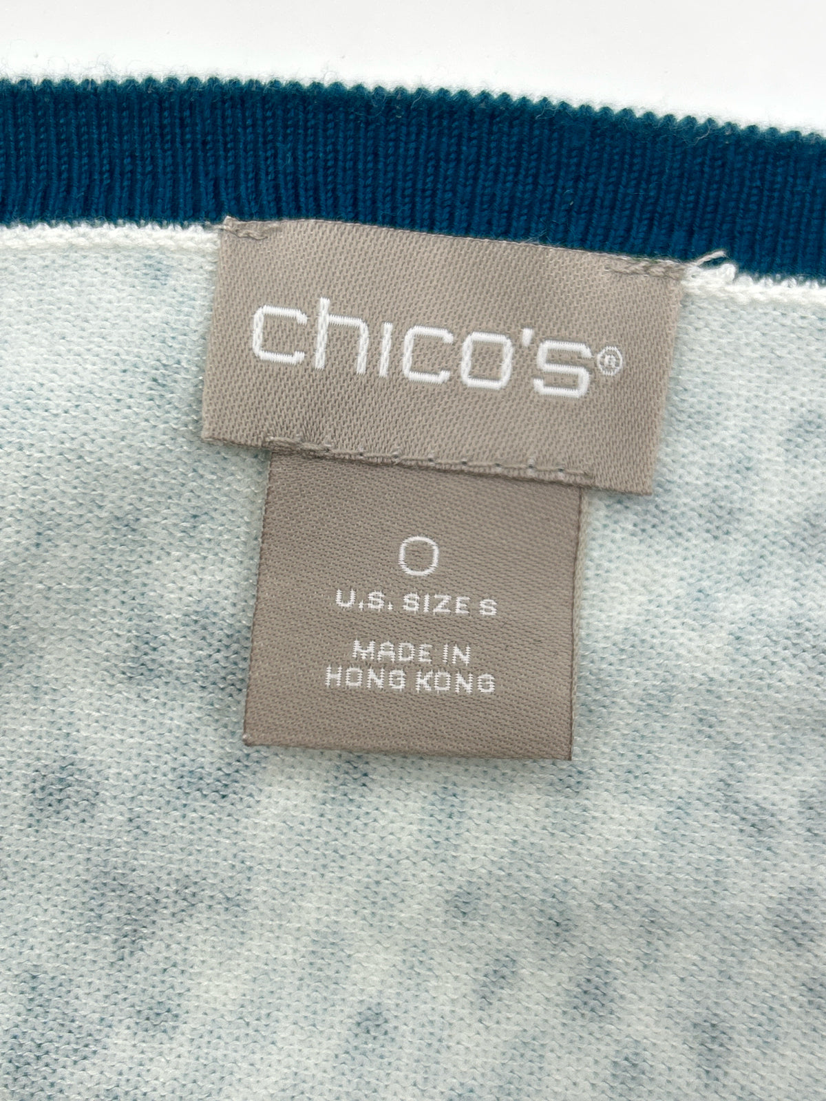 CHICO'S Size S TEAL AND WHITE Women Sweater