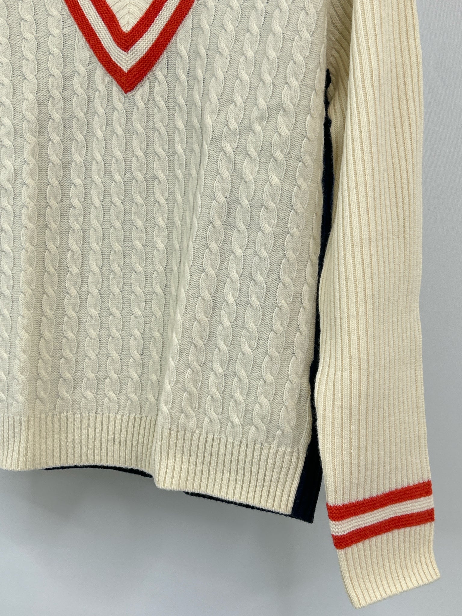 BROOKS BROTHERS Size L Cream and Navy Women Sweater NWT