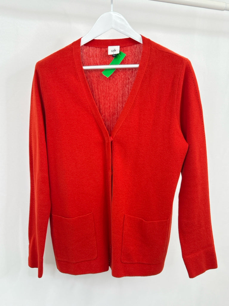 CABI Size L Orange Red Passage Cardigan