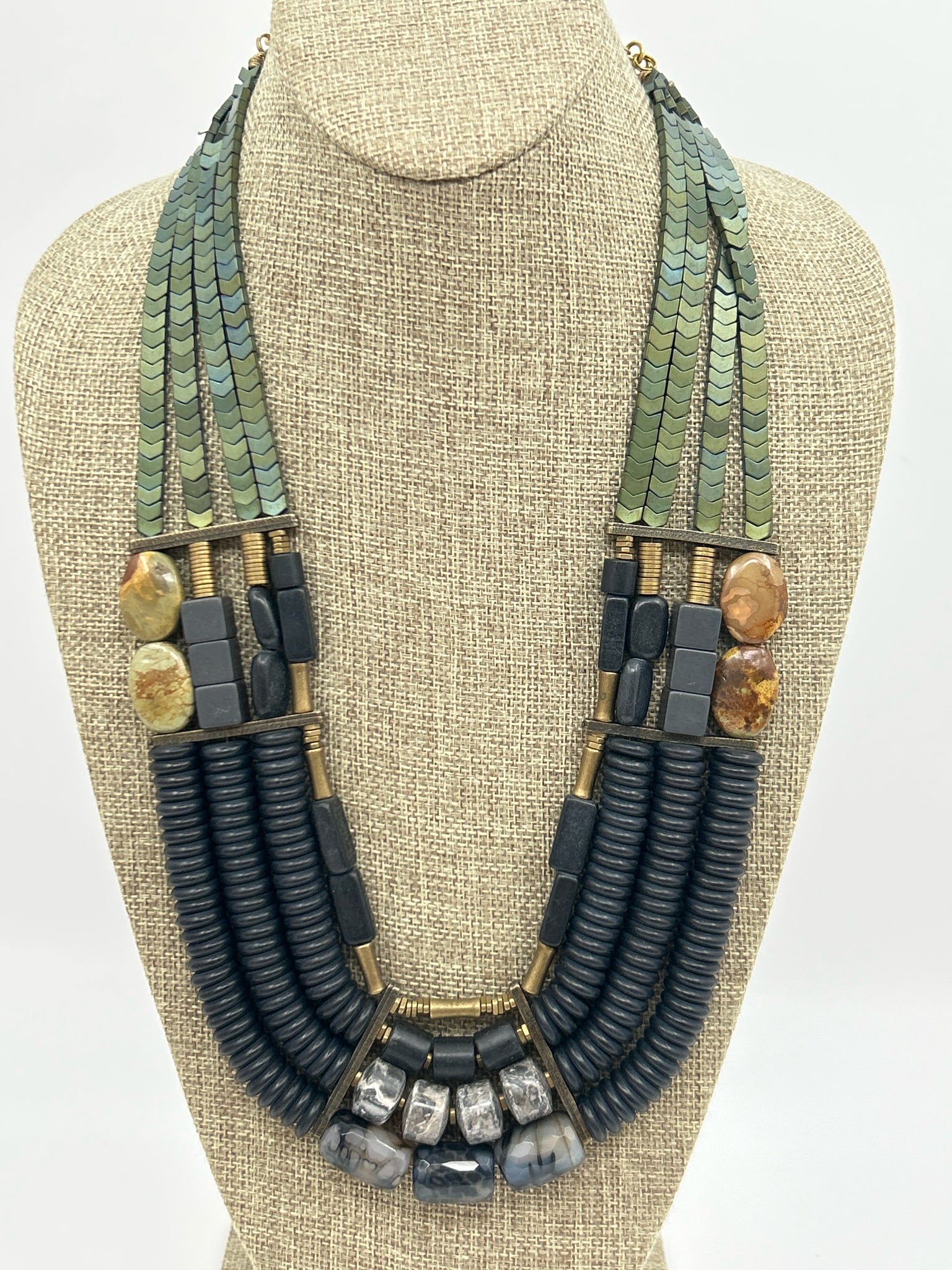 DAVID AUBREY Charcoal & Green Necklace