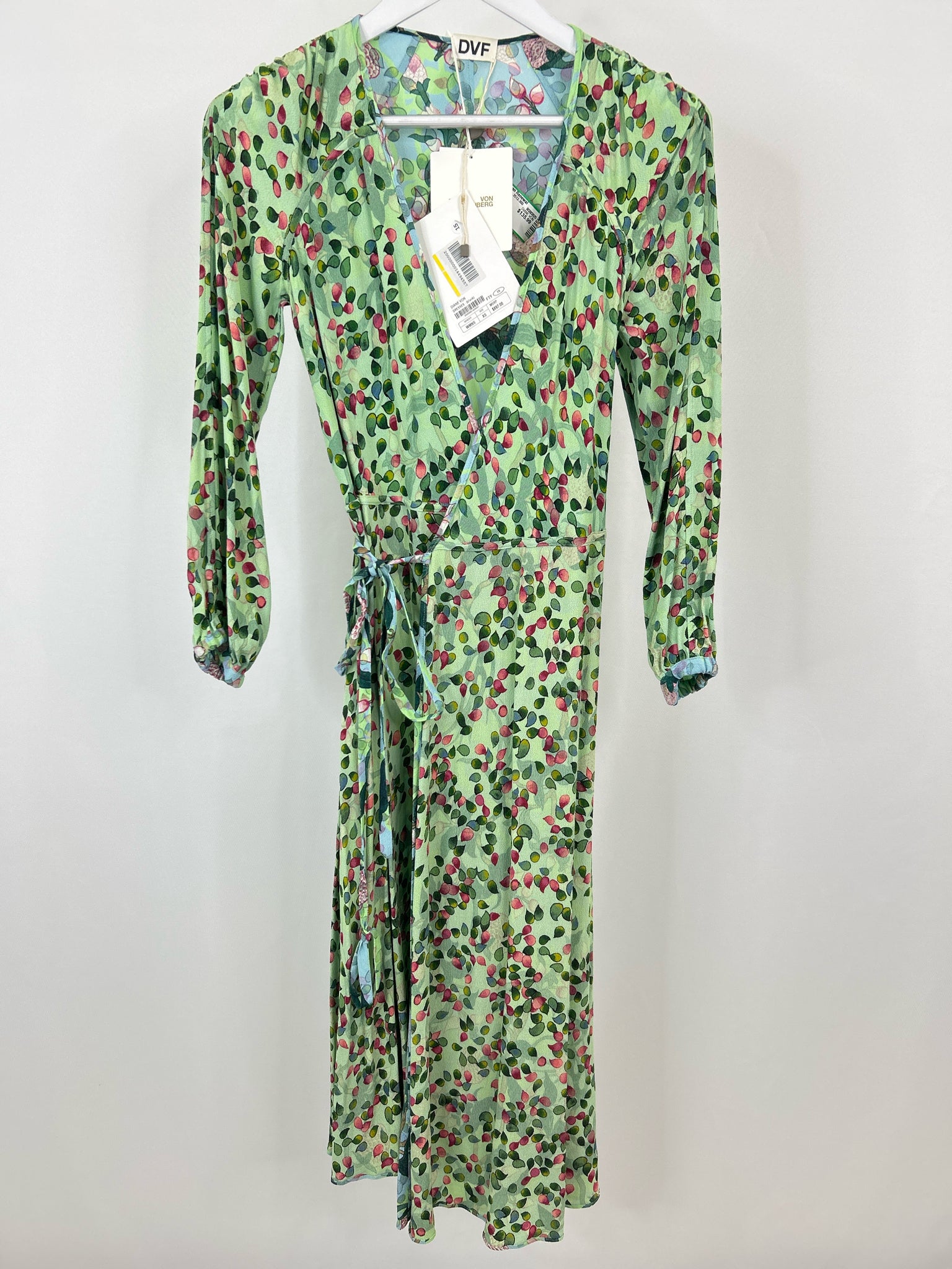 DIANE VON FURSTENBERG Size XS Blue & Green Floral Women Dress NWT