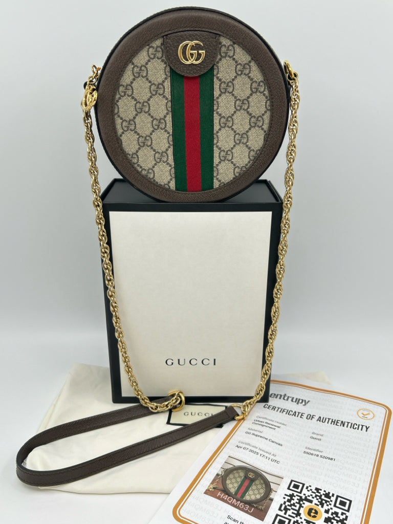 GUCCI GG Supreme Ophidia Brown Monogram Crossbody Purse