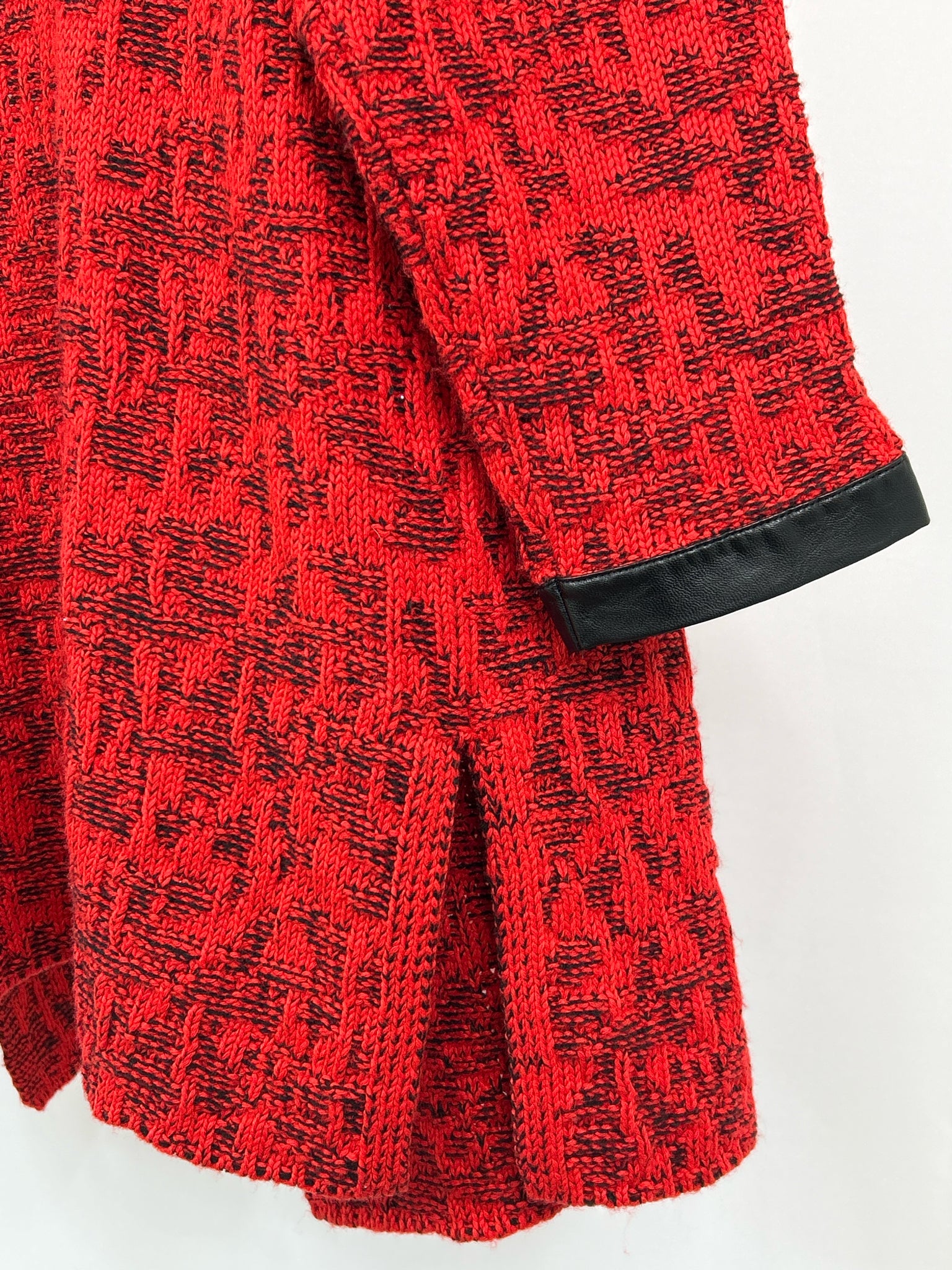 MING WANG Size M Red & Black Women Cardigan