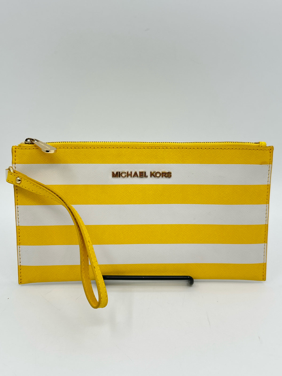 MICHAEL KORS Yellow Striped Women Wristlet