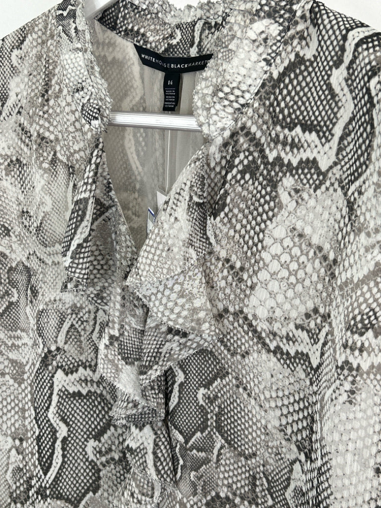 White House Black Market Size 14 Gray print Women's Top