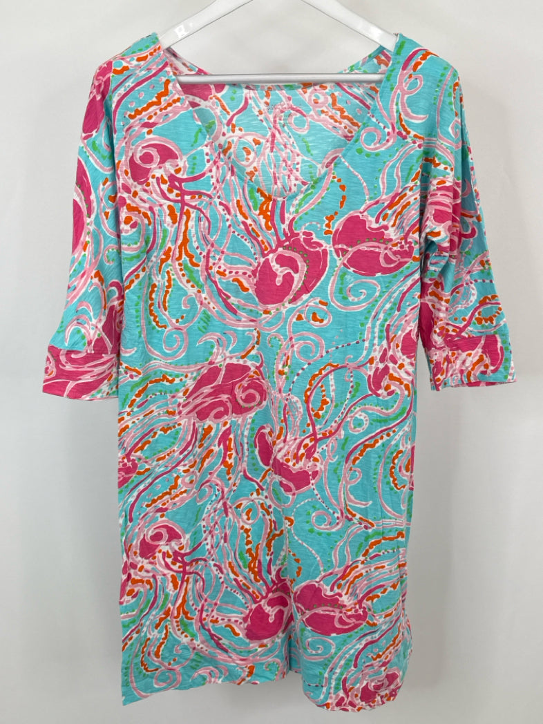 LILLY PULITZER Size L turquoise print Women Dress