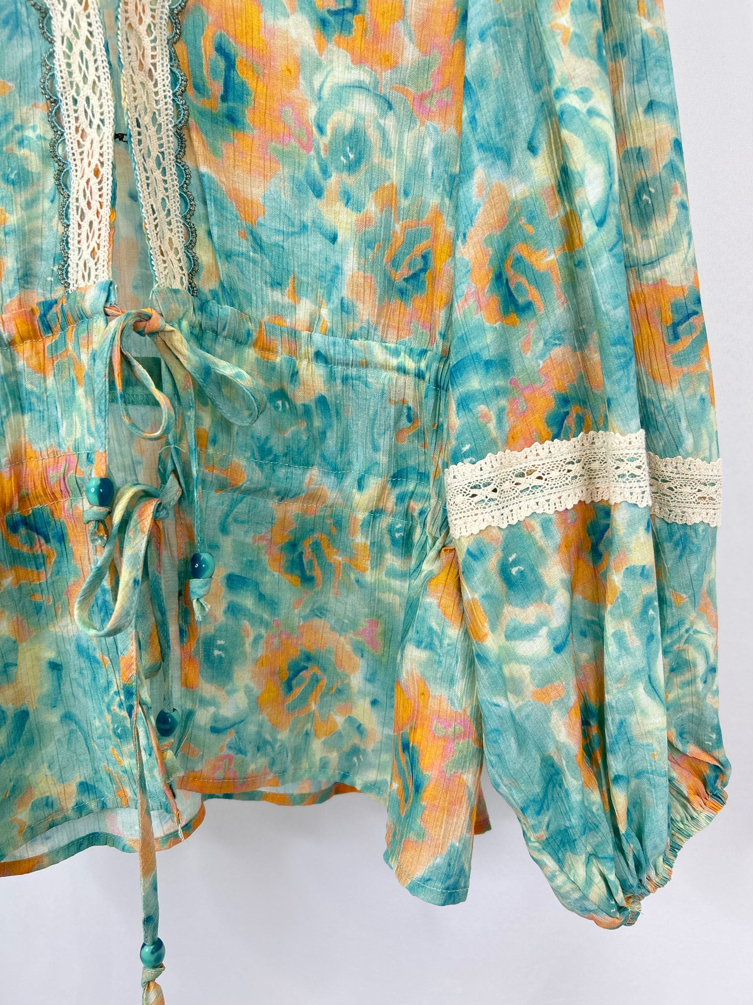 NEKANE NKN NWT Size M/L turquoise print Women Top