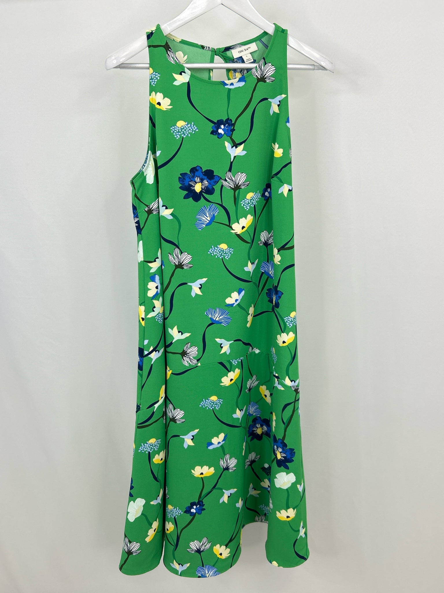 On 34TH Size L Green Print Women Dress NWT