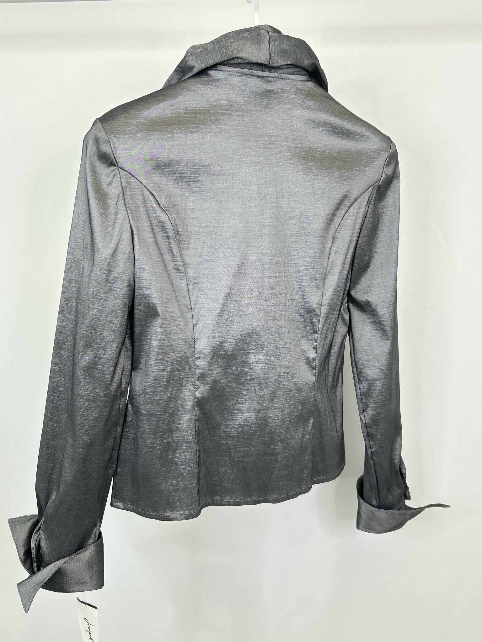 JOSEPH RIBKOFF Size 10 Silver Metallic Women Blouse