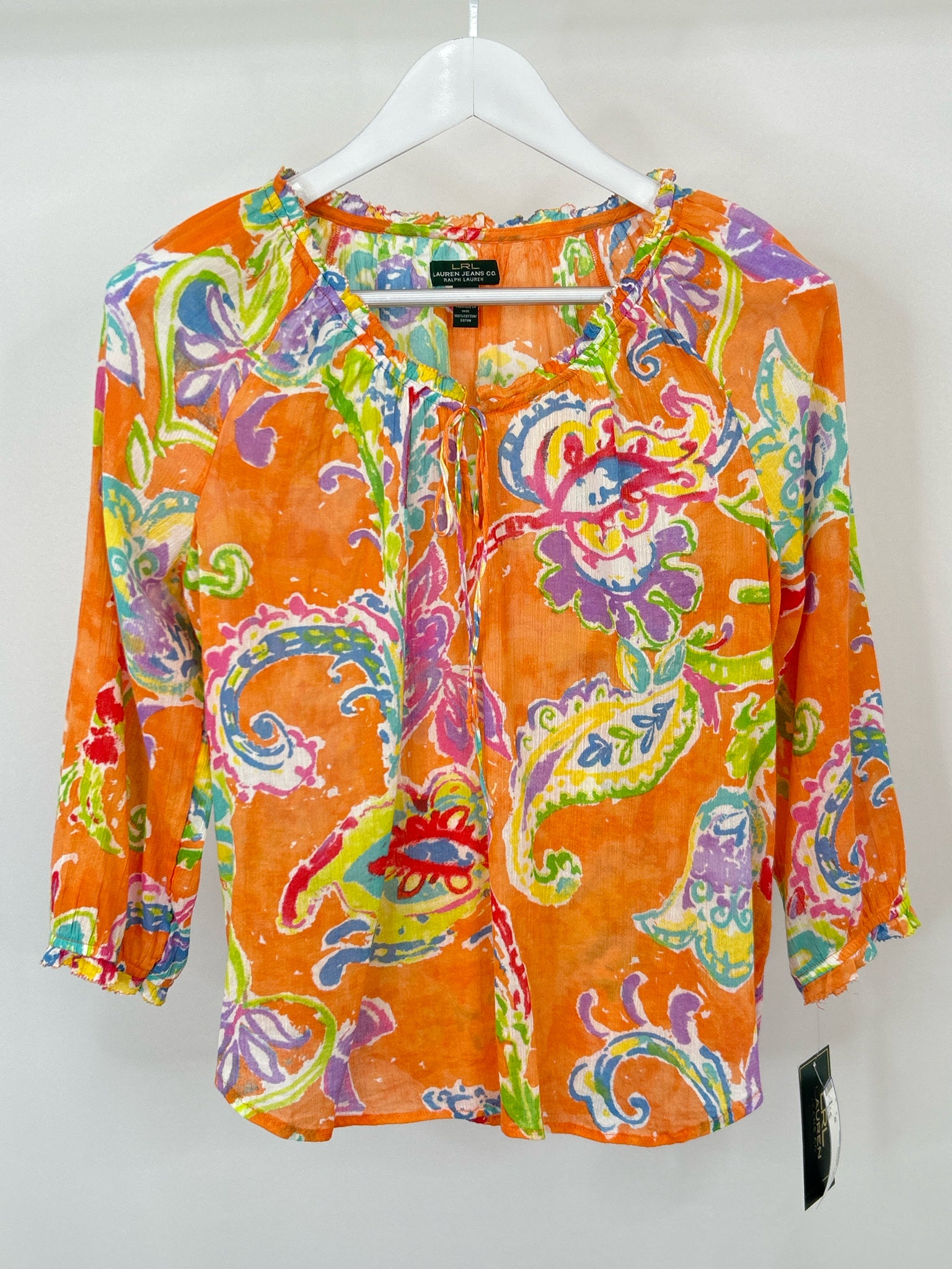 Lauren Ralph Lauren NWT Size M Orange Print Women Top