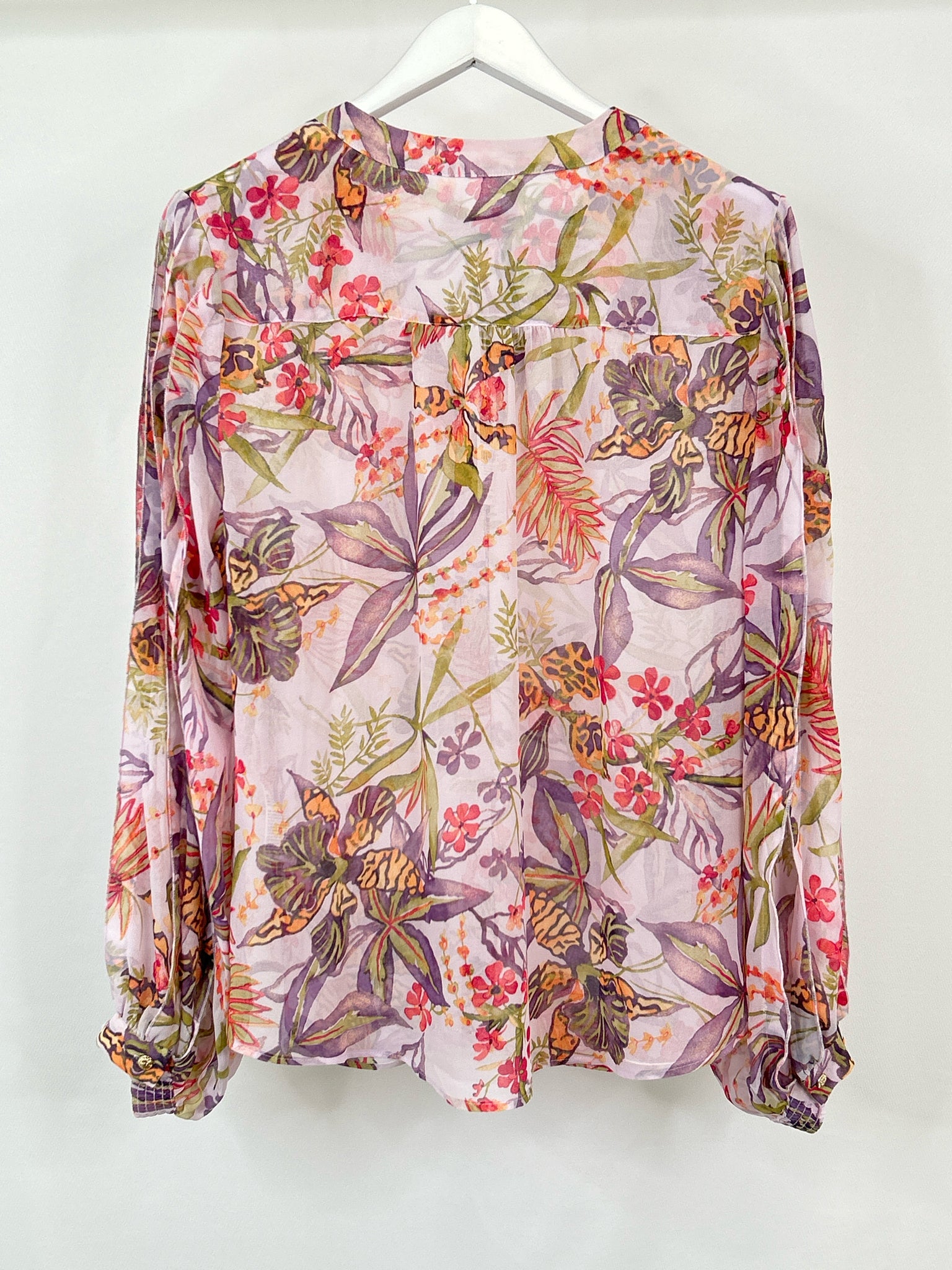 CHICO'S Size 12 Plum Floral Women Blouse