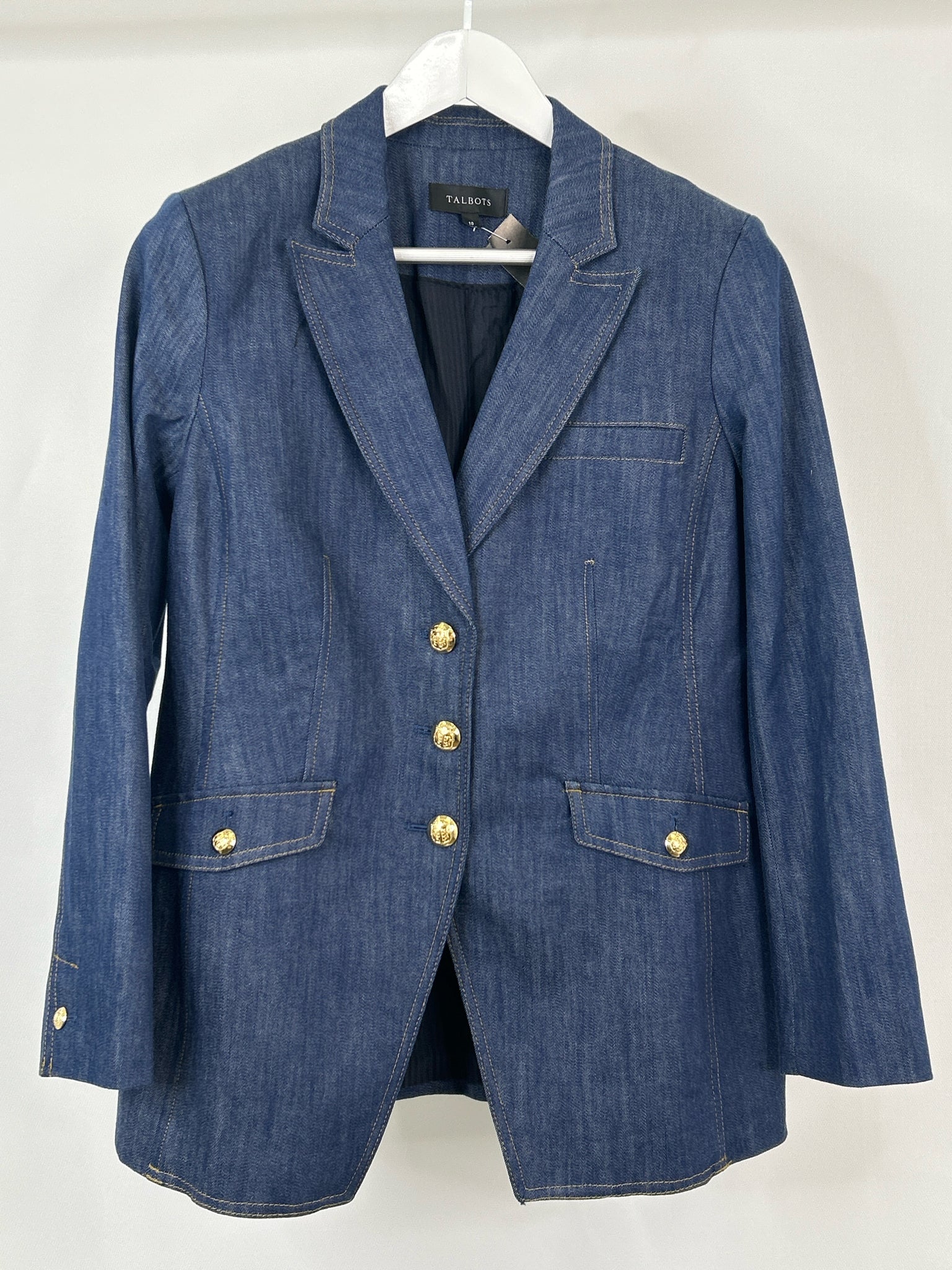 TALBOTS Size 10 BLUE DENIM Women Blazer
