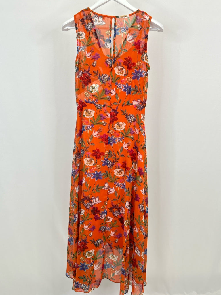 CALVIN KLEIN Size 6 Orange Floral Women's Dress NWT