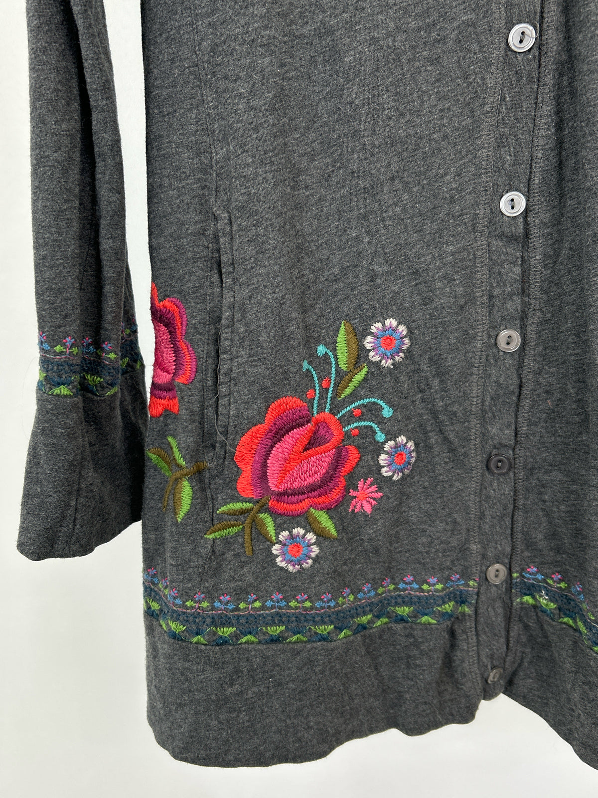 JOHNNY WAS Size L Grey Women Cardigan
