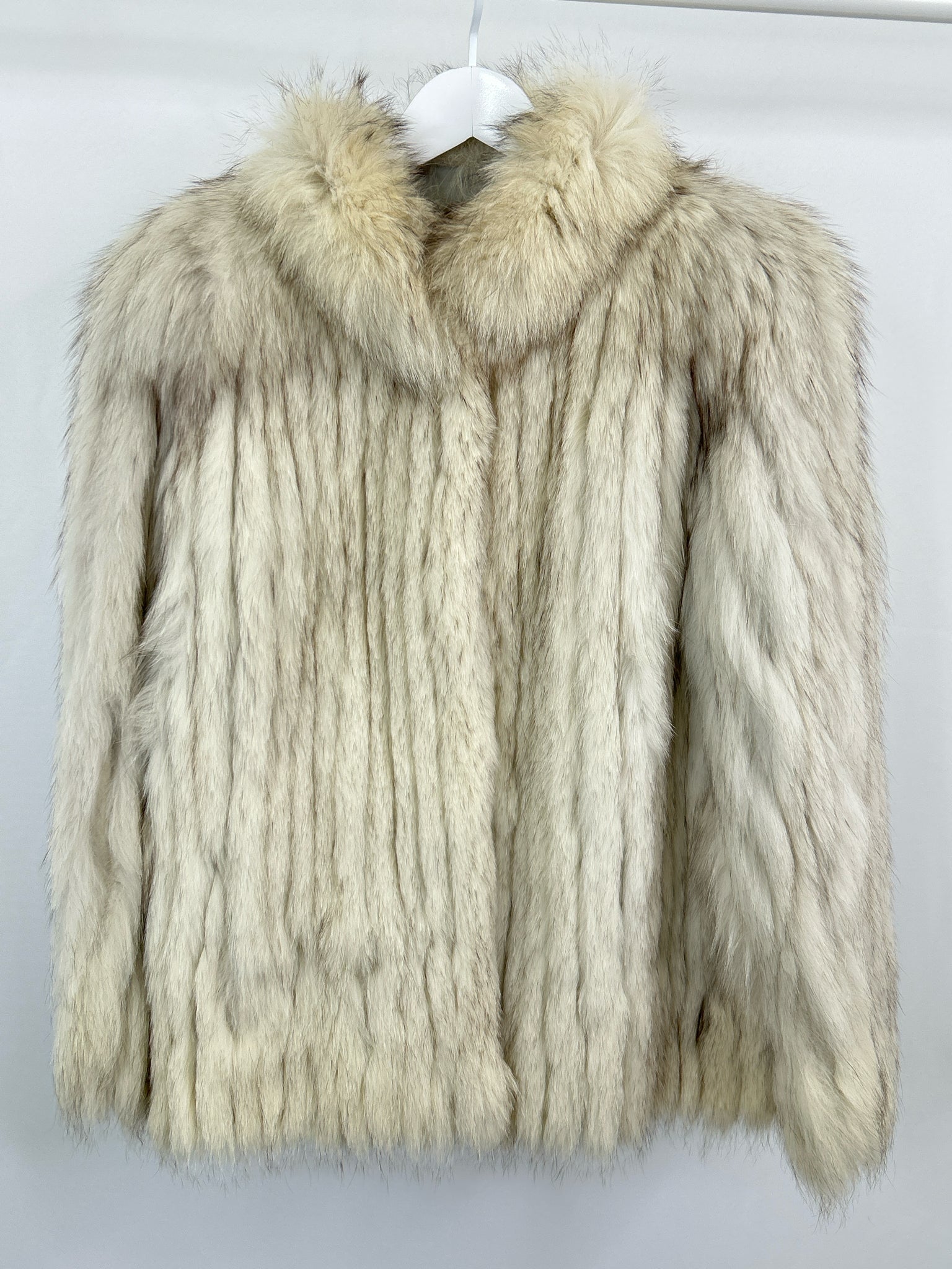 SAGA FURS Size L White & Brown Women Fur Coat