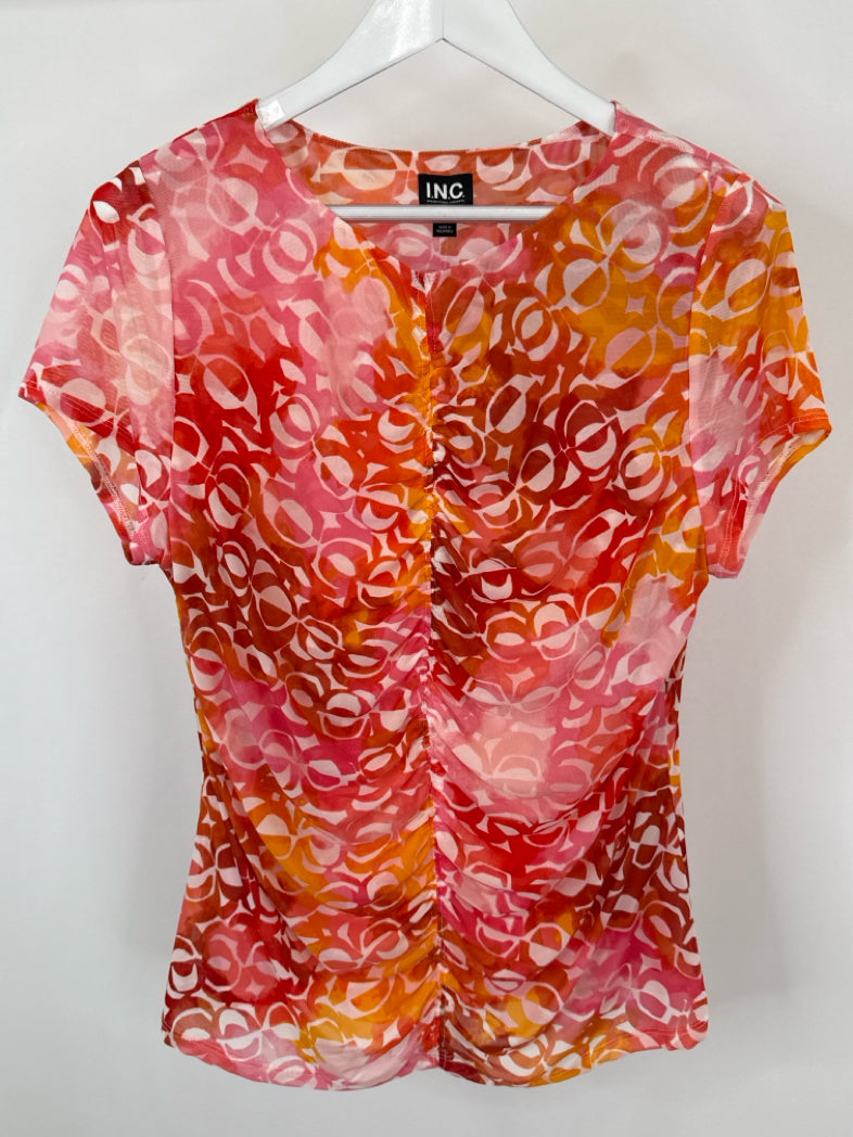 INC Size XL Orange Print Women Top