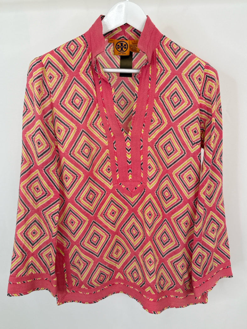 TORY BURCH Size 6 Pink Print Women Tunic
