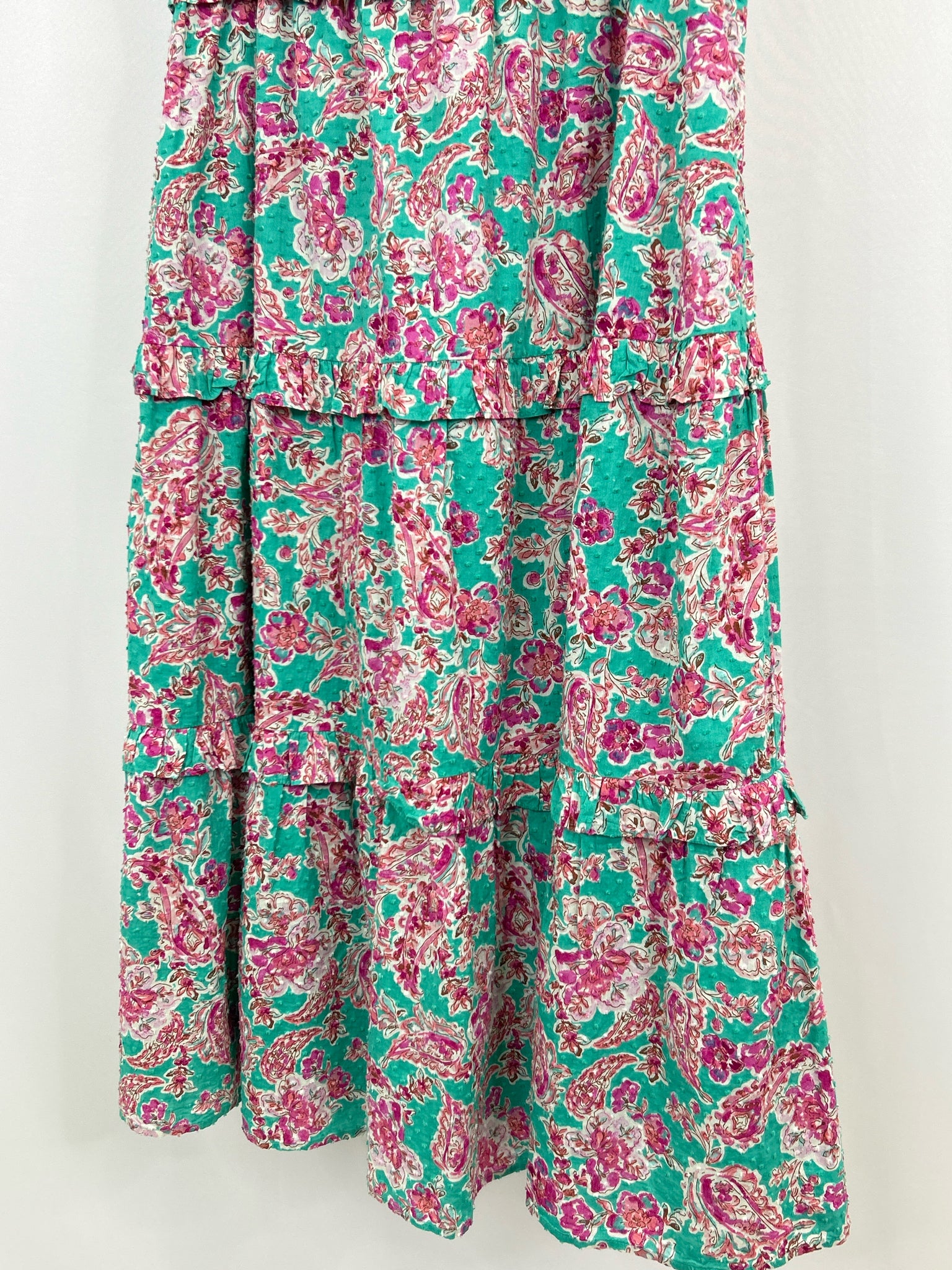 J. CREW Size 14 Aqua Green Print Women Dress