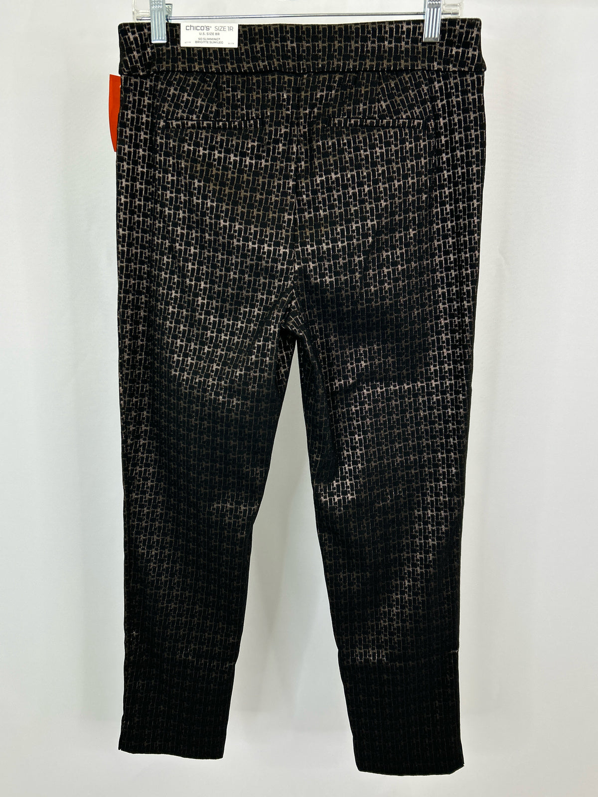 CHICO'S Size 8R Black Print Women Pants NWT