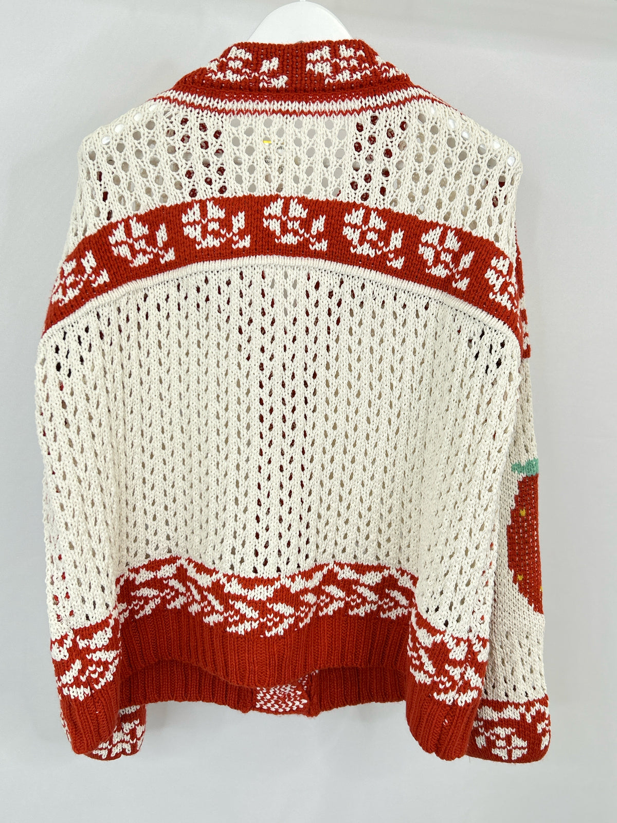 POL Size L WHITE AND RED Women Cardigan