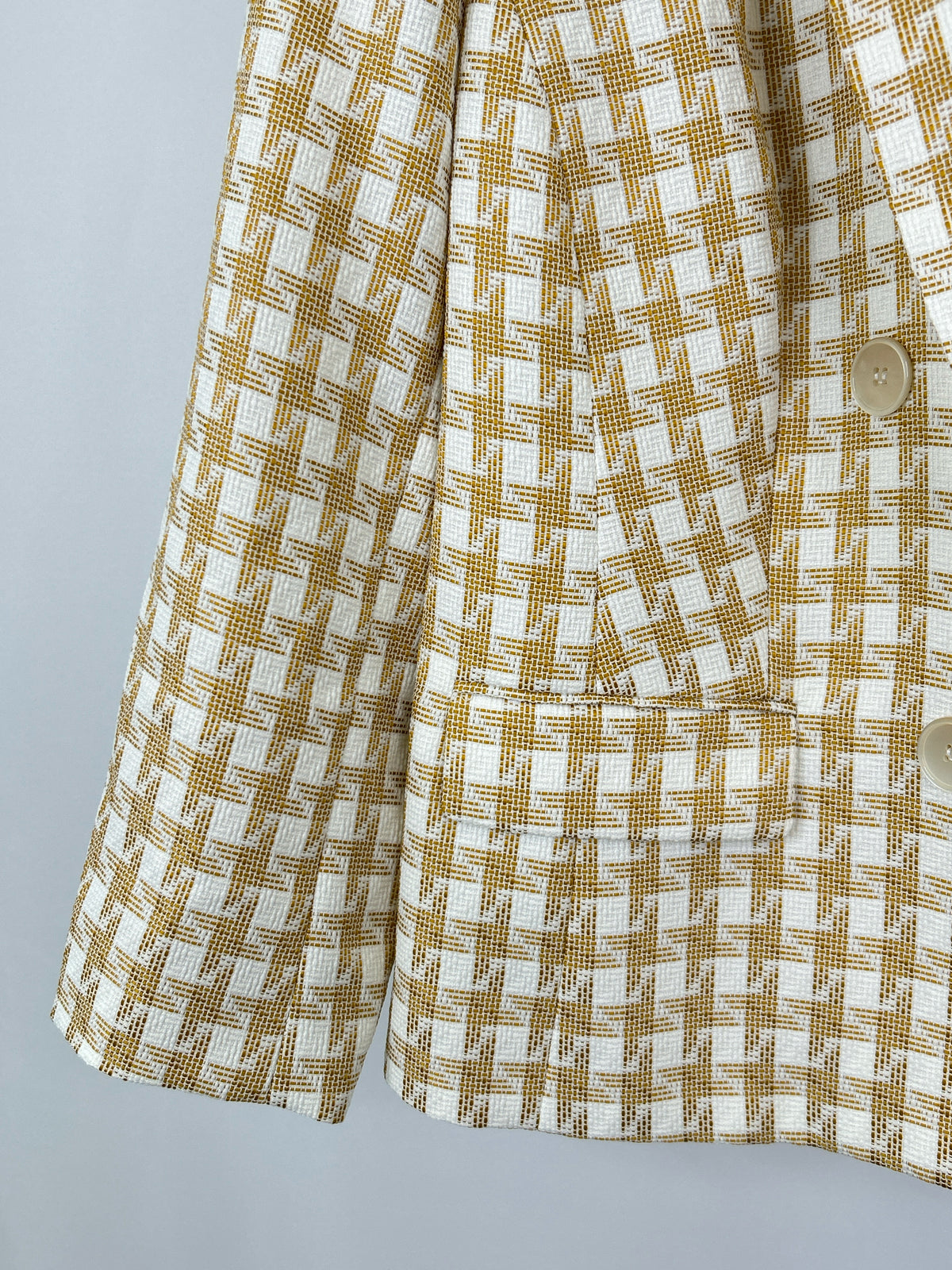 KASPER Size 18W Beige & White Women Blazer