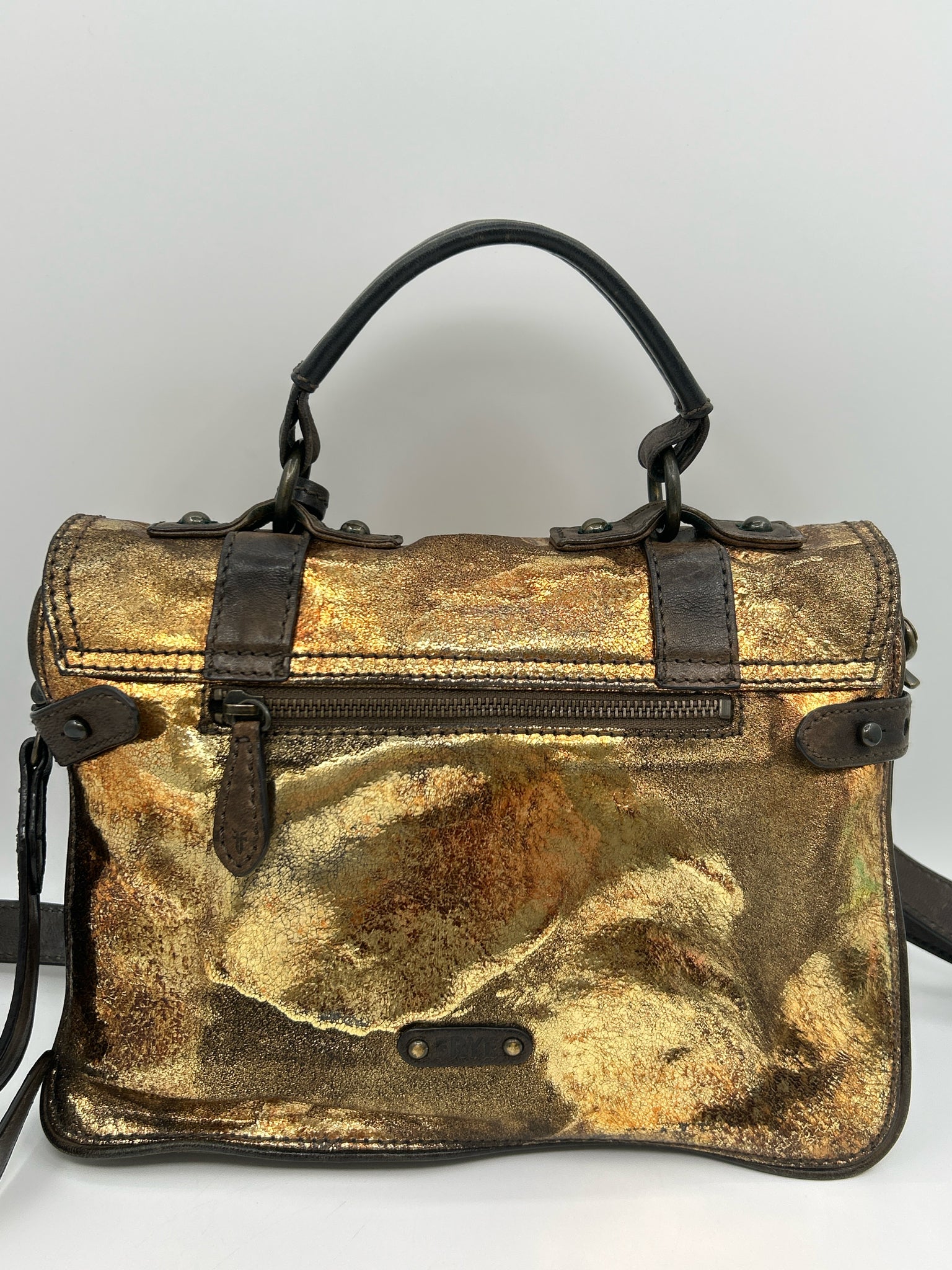 FRYE Gold and Brown Women Purse