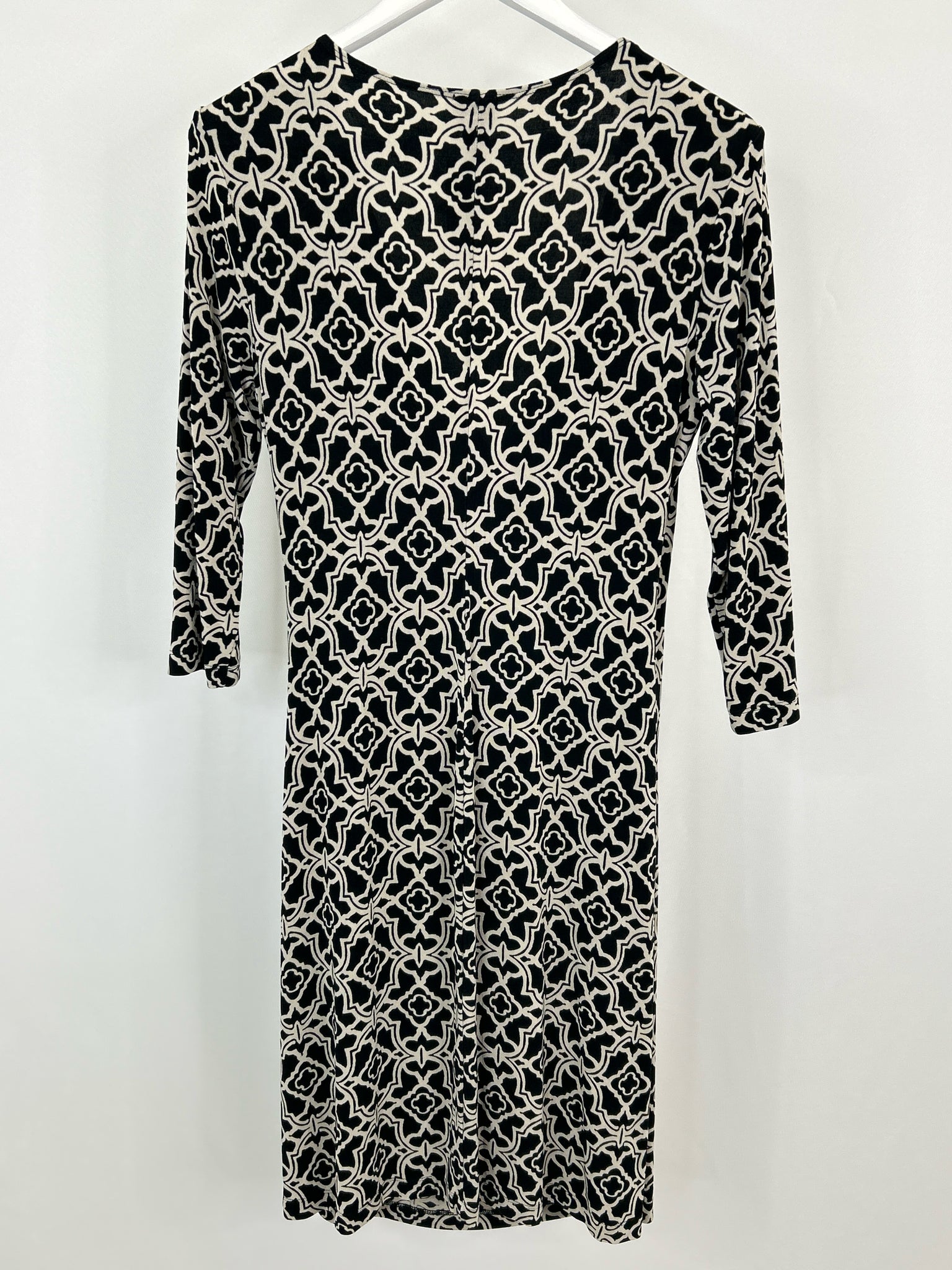 CHICO'S Size 8 Black Print Women Dress