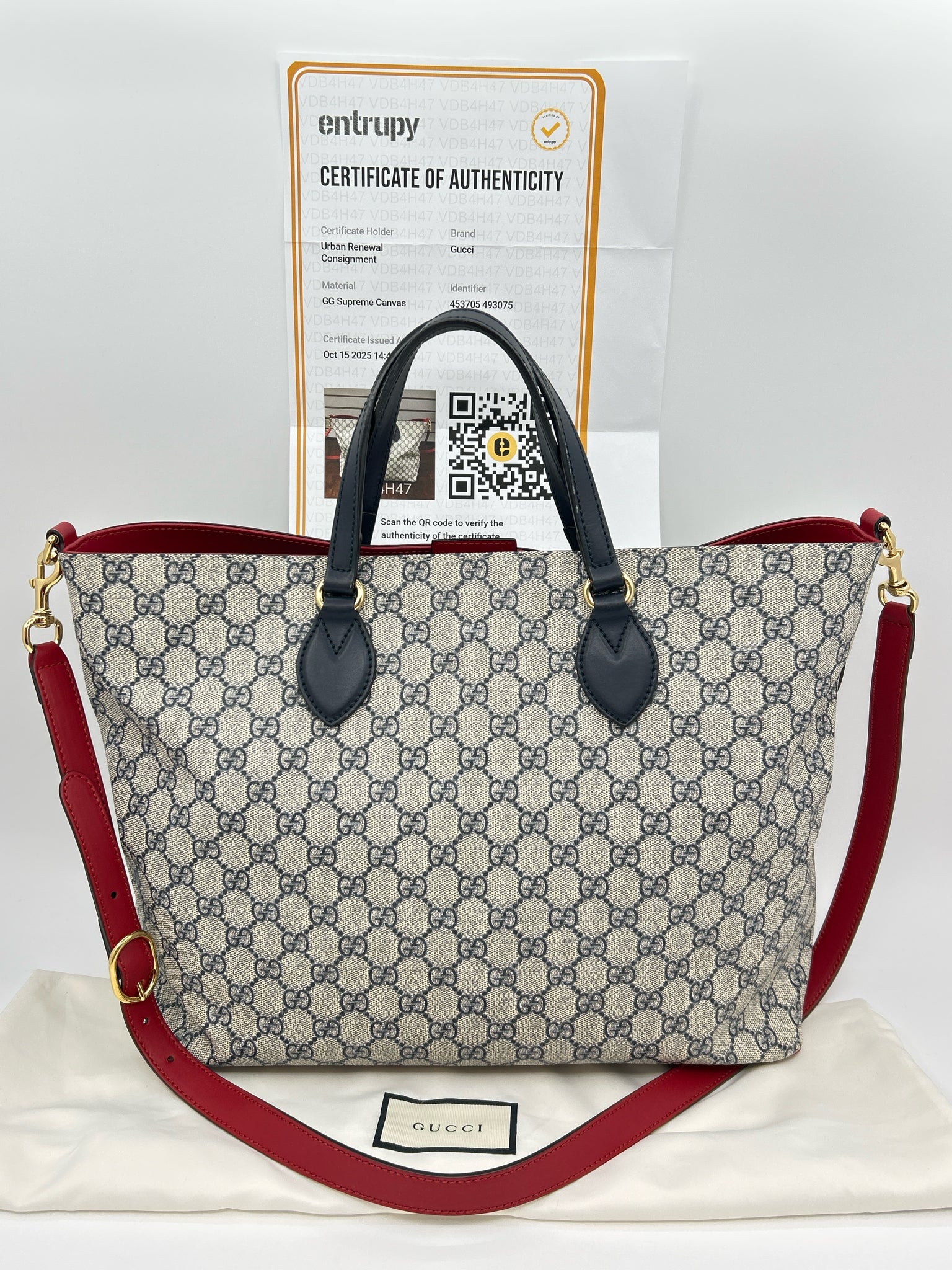 GUCCI NAVY AND RED Women Tote